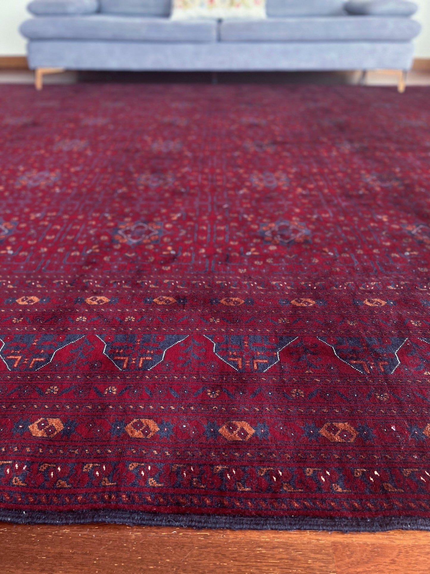 Large turkmen bilicik rug burgundy red navy blue oriental rug shop palo alto berkeley rug shopping san francisco bay area buy