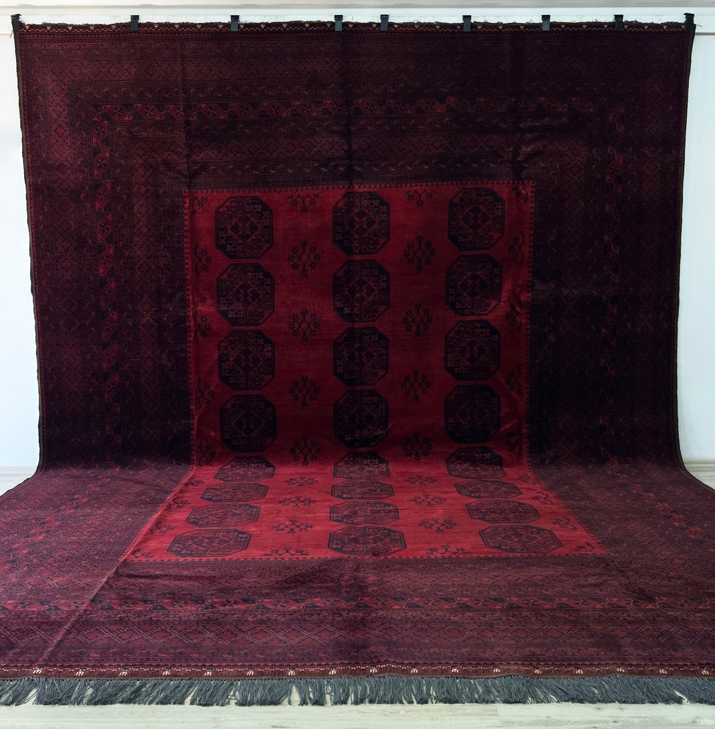 burgundry red oversized turkmen ersari elephant foot rug shop san francisco bay area. large oriental rug palo alto berkeley