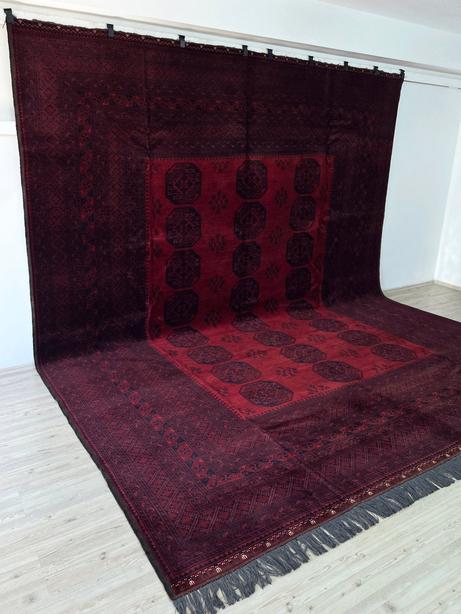 burgundry red oversized turkmen ersari elephant foot rug shop san francisco bay area. large oriental rug palo alto berkeley