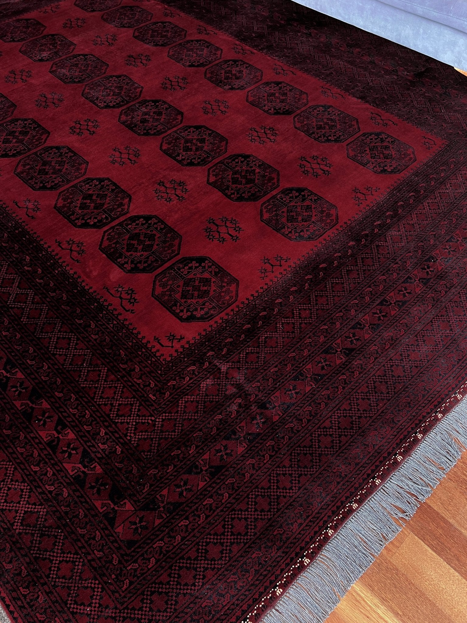 burgundry red oversized turkmen ersari elephant foot rug shop san francisco bay area. large oriental rug palo alto berkeley