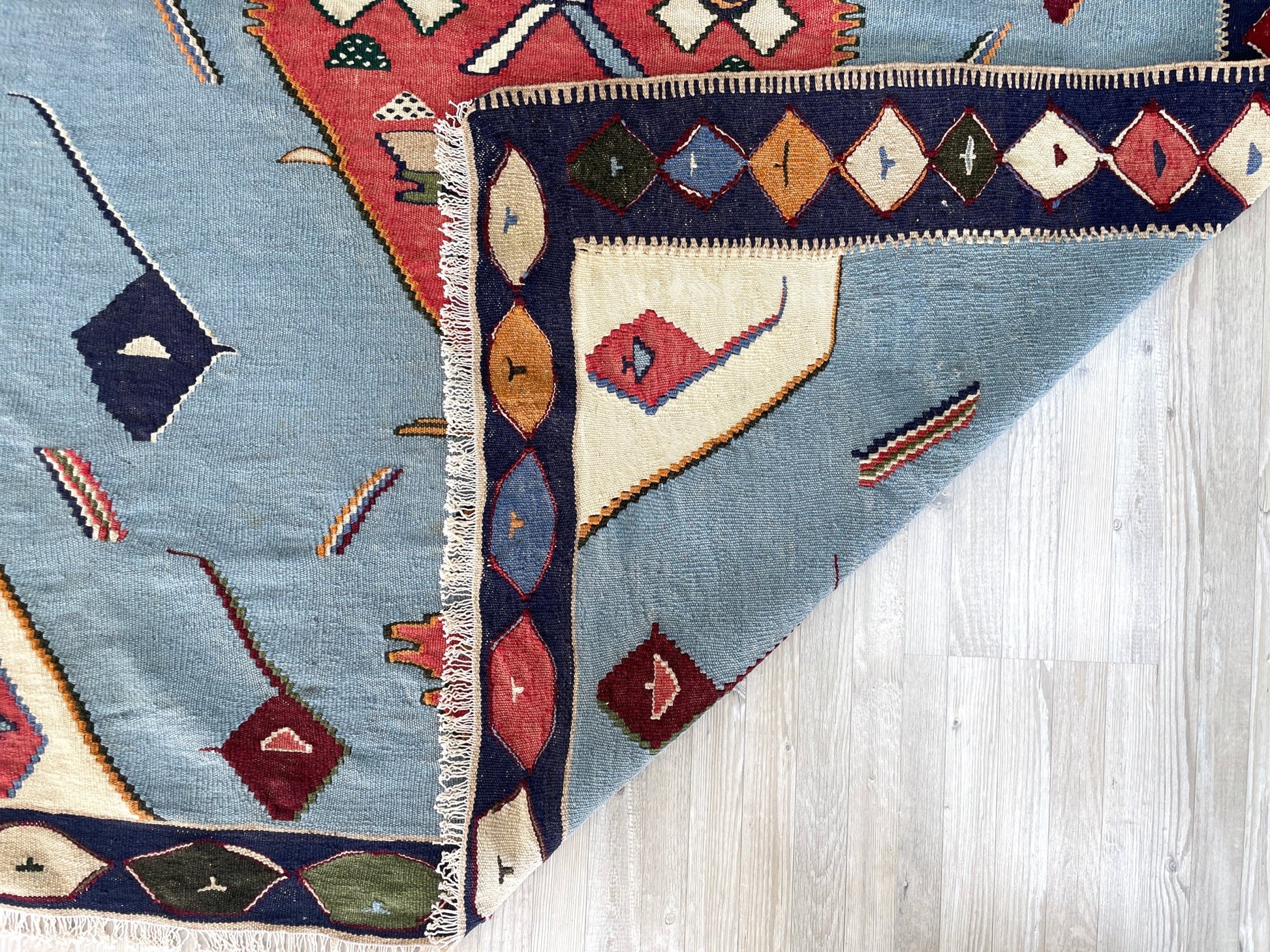 Small blue persian senneh kilim rug. Kilim rug shop san francisco bay area