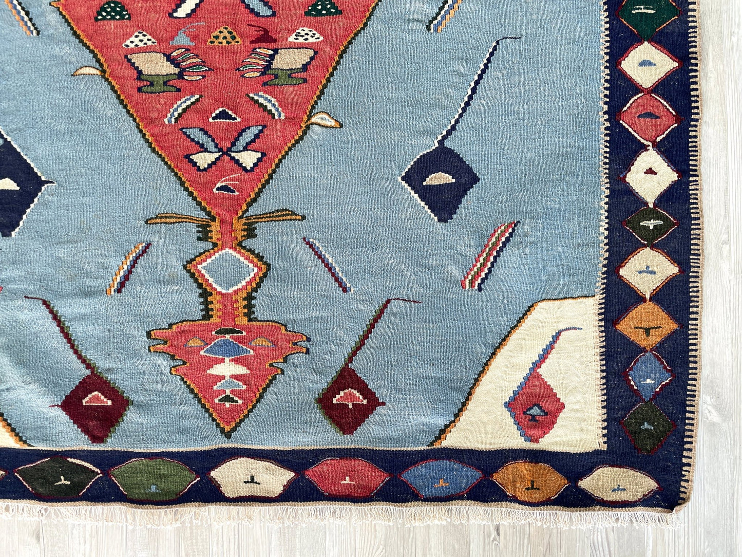 Small blue persian senneh kilim rug. Kilim rug shop san francisco bay area