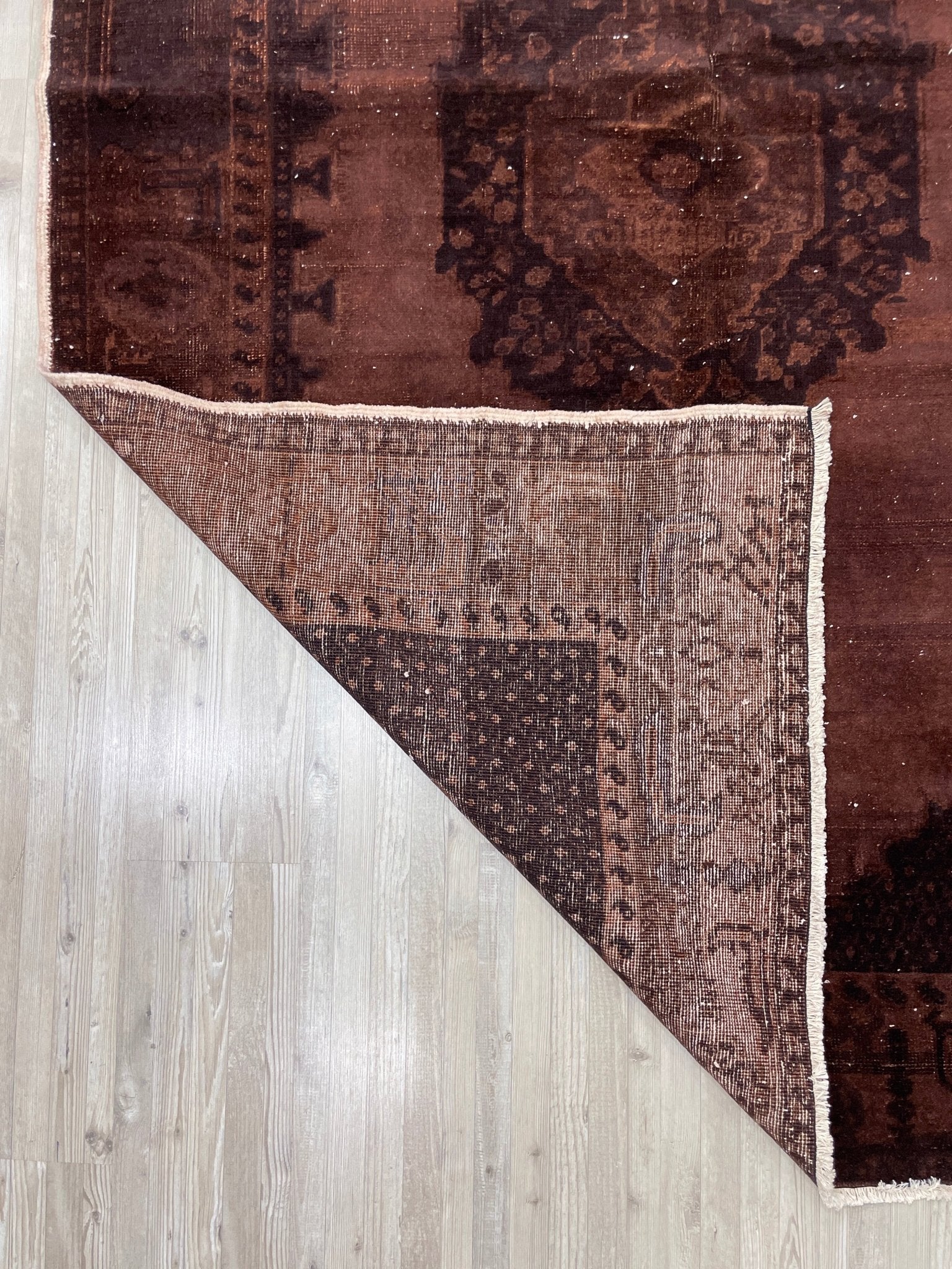 brown earth tones small turkish modernized rug san francisco bay area palo alto berkeley east bay walnut creek