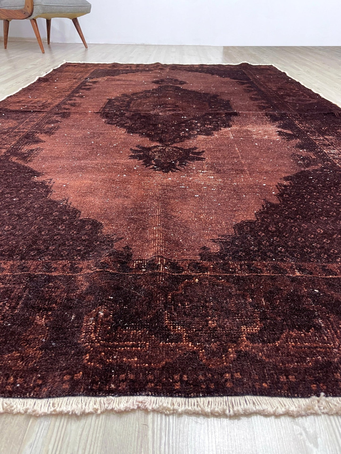 brown earth tones small turkish modernized rug san francisco bay area palo alto berkeley east bay walnut creek