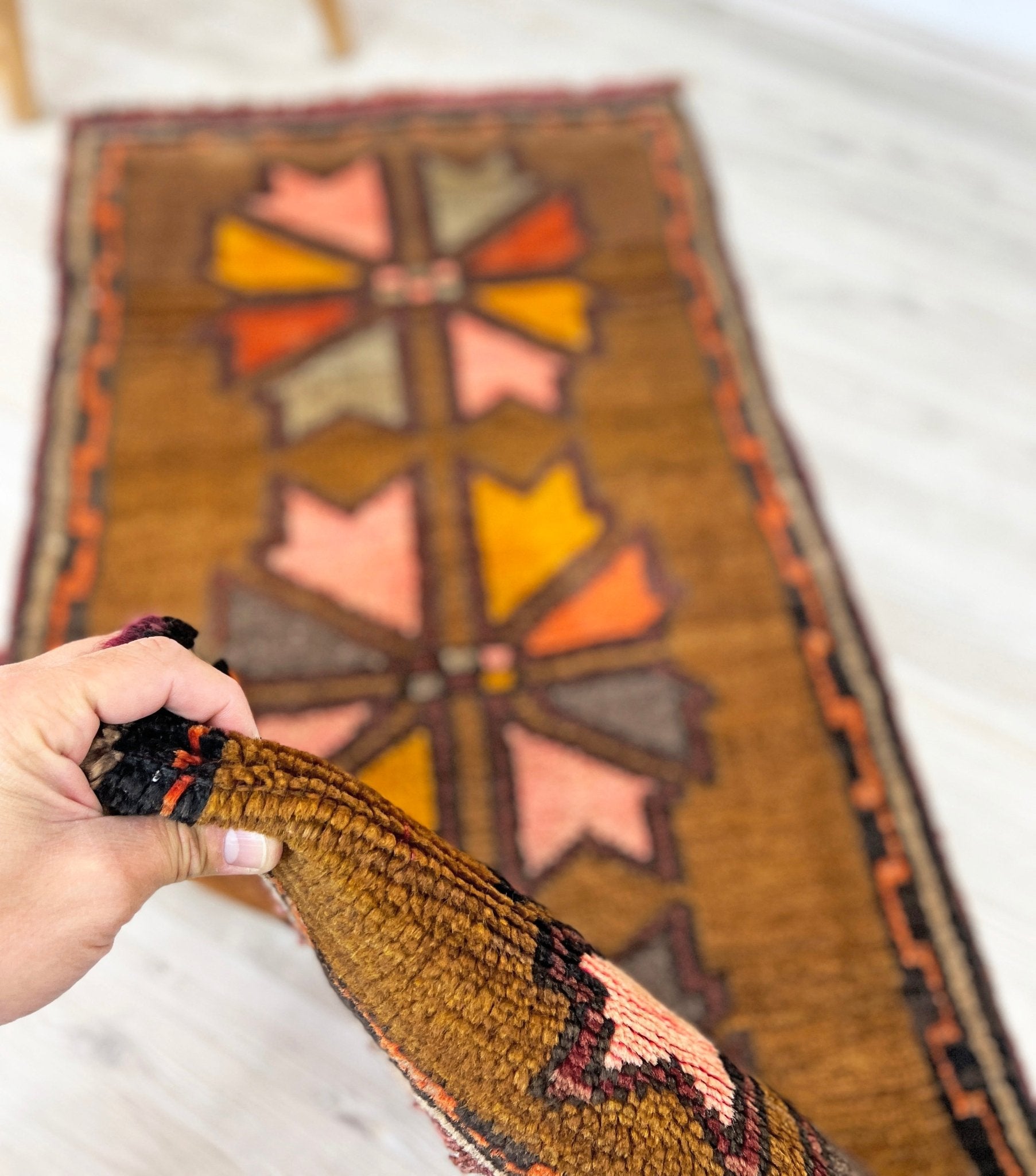 Turkish mini rug. Handmade wool small rug doormat bath mat. Turkish rug shop san francisco bay area.