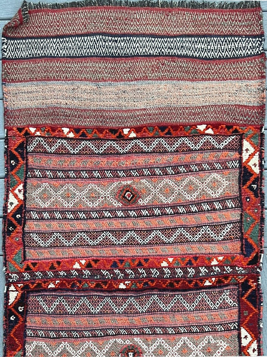 Bakhtiari Saddle Bag • Vintage Oriental Runner Rug (3'x6'7")