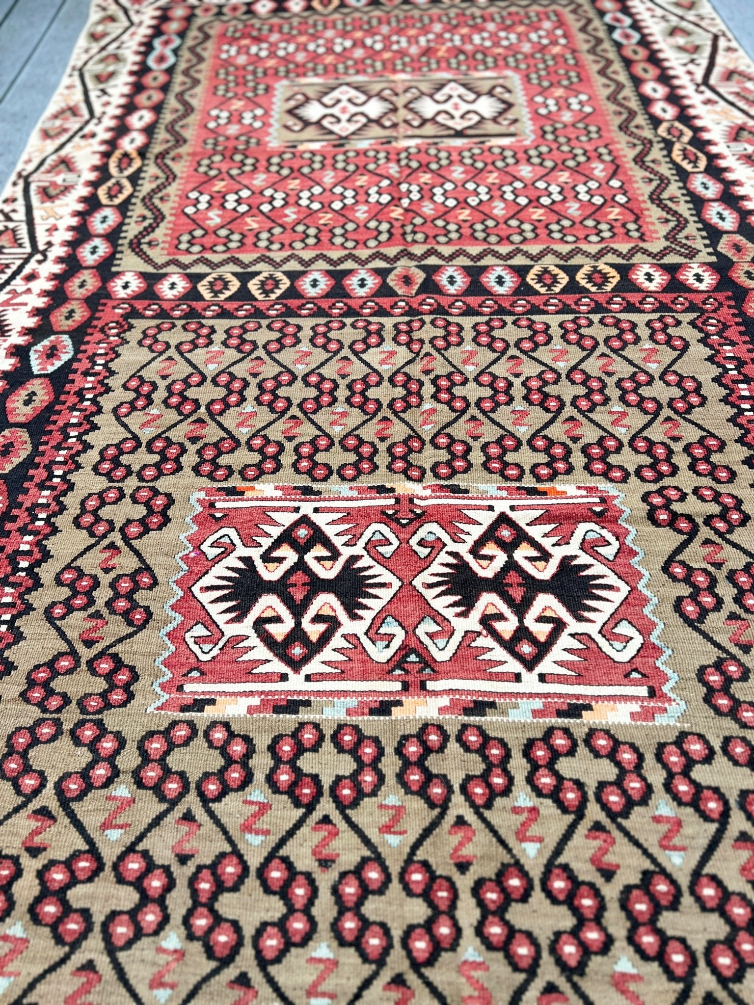 Kayseri antique wide runner vintage turkish kilim rug shop san francisco bay area. Buy handmade wool Oriental rug online