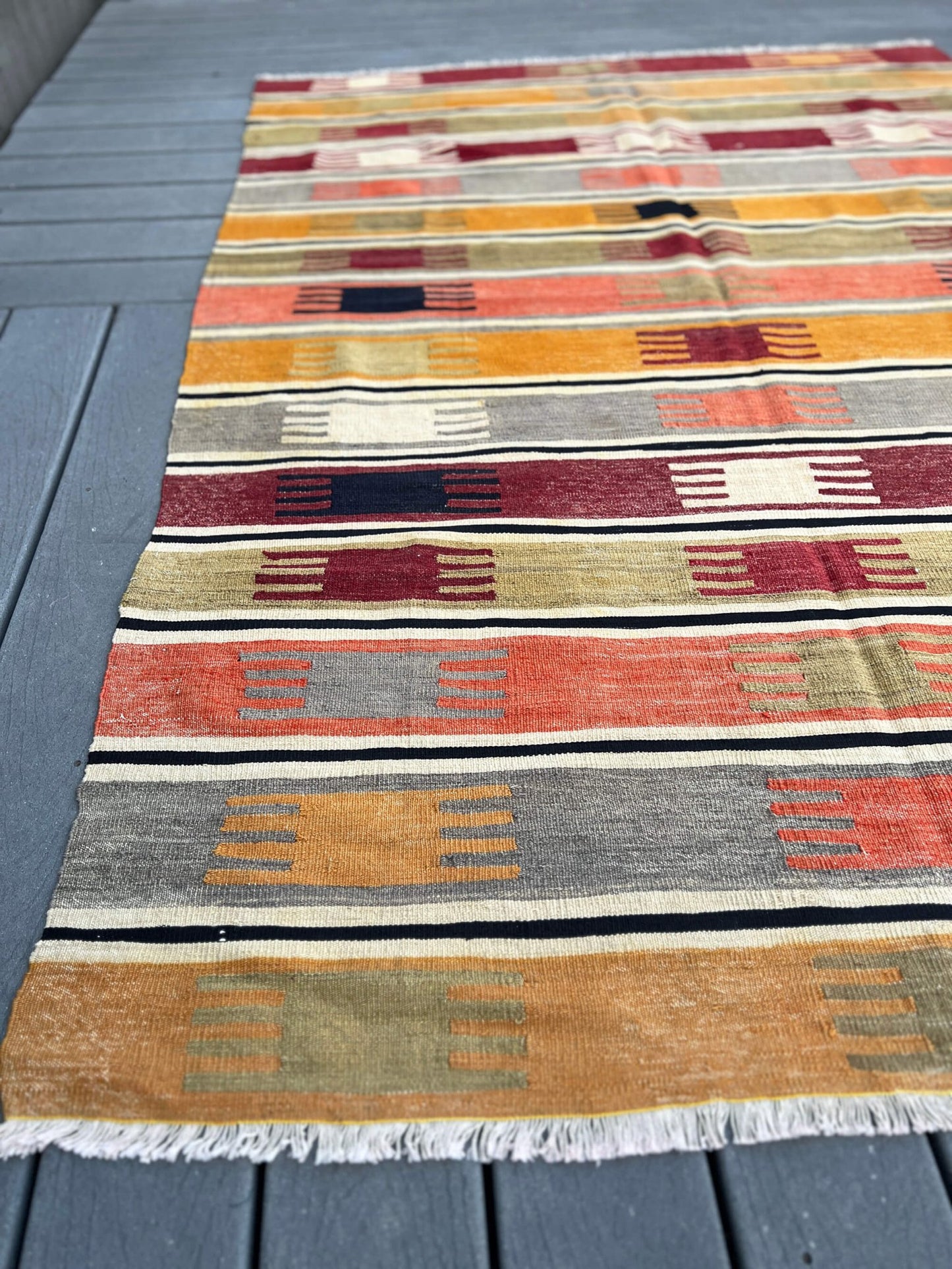 Navajo Striped handmade wool Vintage Turkish Kilim Rug shop Berkeley, San francisco bay area. Oriental Rug store buy online