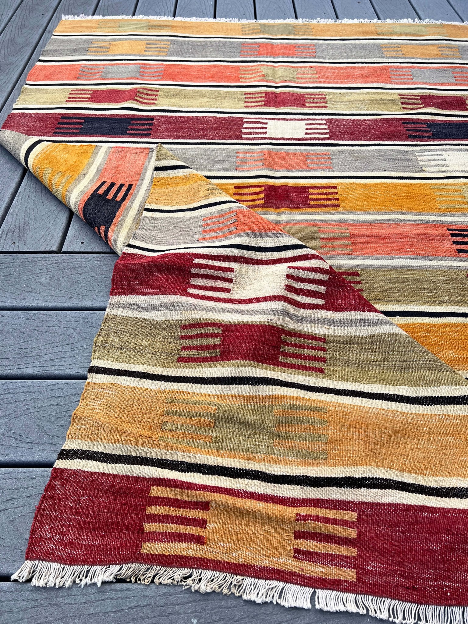 Navajo Striped handmade wool Vintage Turkish Kilim Rug shop Berkeley, San francisco bay area. Oriental Rug store buy online