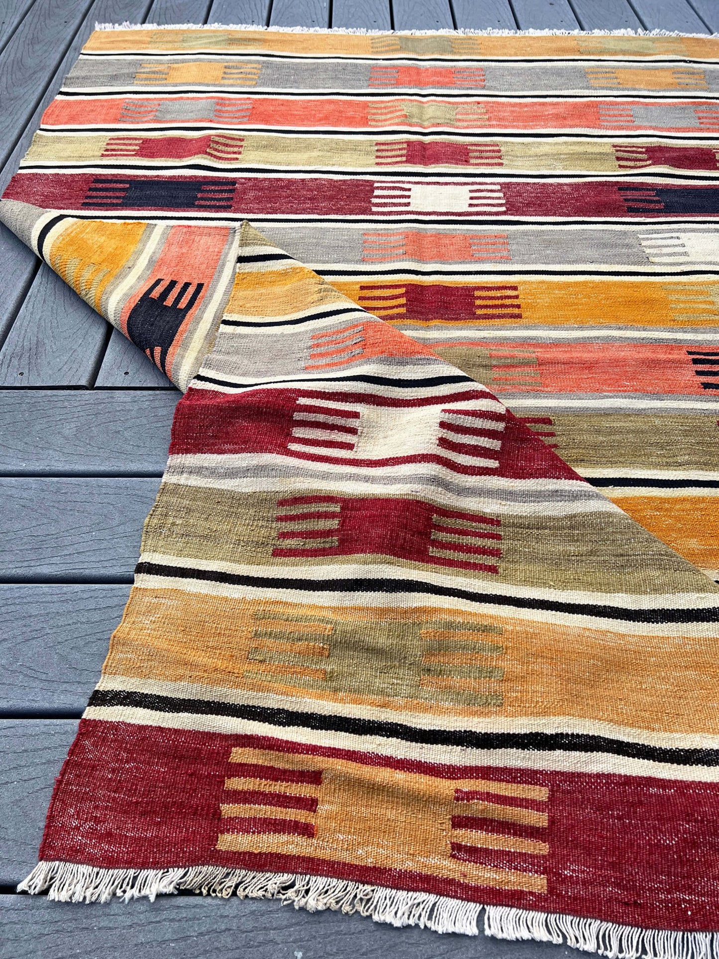Navajo Striped handmade wool Vintage Turkish Kilim Rug shop Berkeley, San francisco bay area. Oriental Rug store buy online