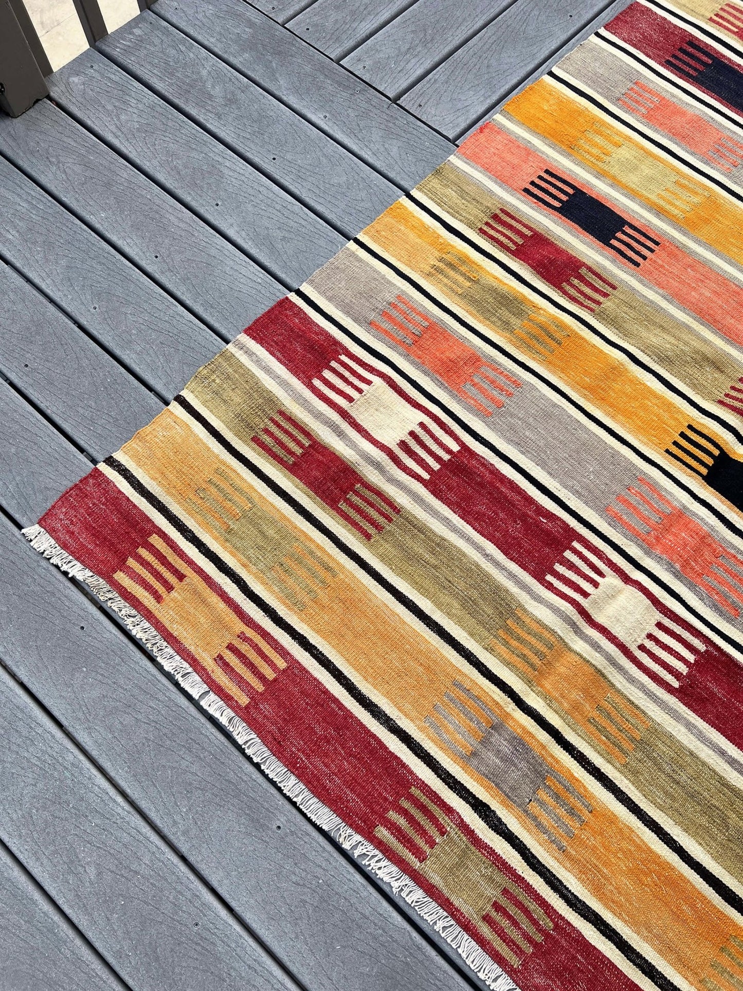 Navajo Striped handmade wool Vintage Turkish Kilim Rug shop Berkeley, San francisco bay area. Oriental Rug store buy online