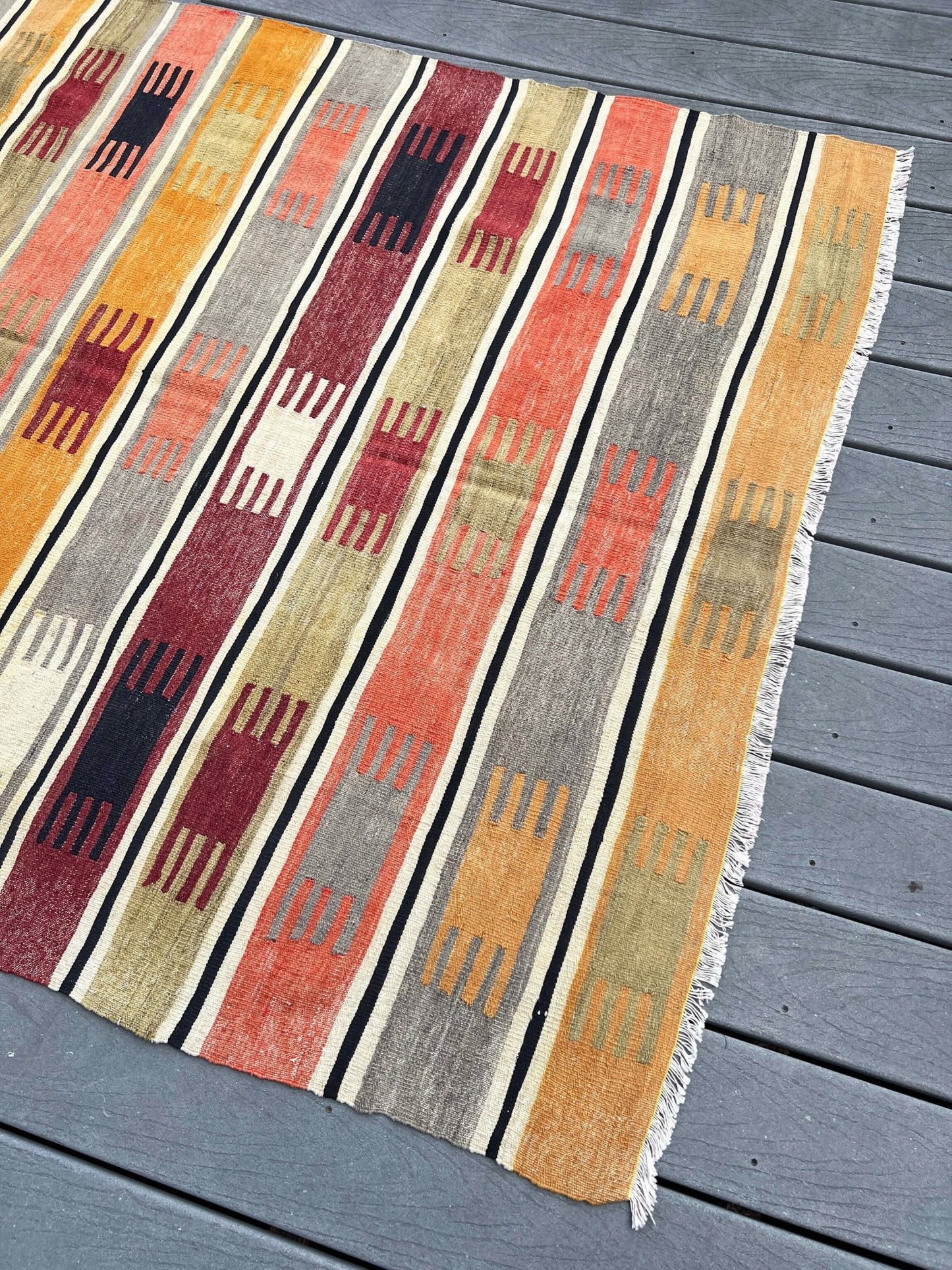 Navajo Striped handmade wool Vintage Turkish Kilim Rug shop Berkeley, San francisco bay area. Oriental Rug store buy online