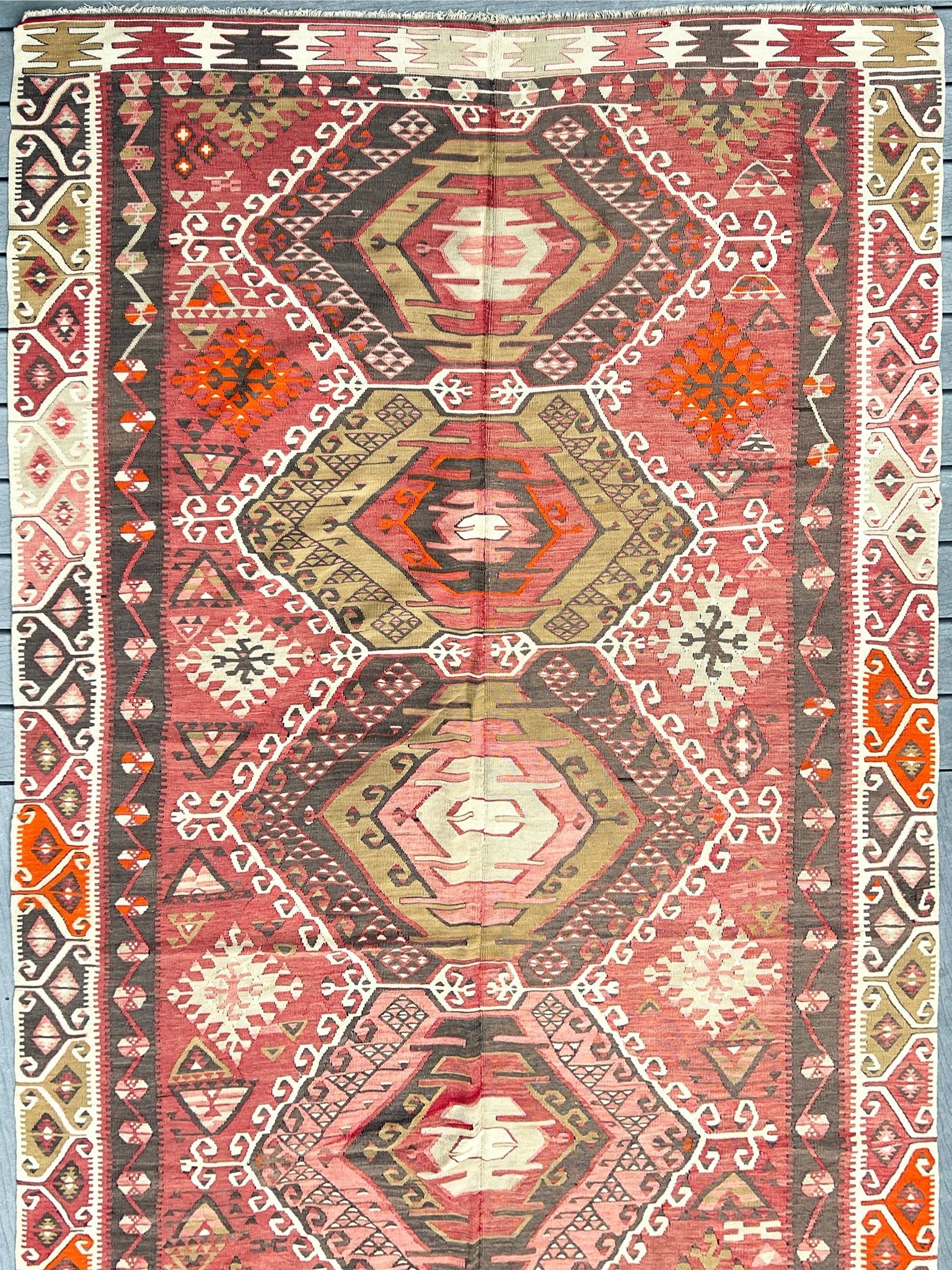 Kayser Double Wing Vintage Turkish Kilim Rug Oriental Indigo Rugs