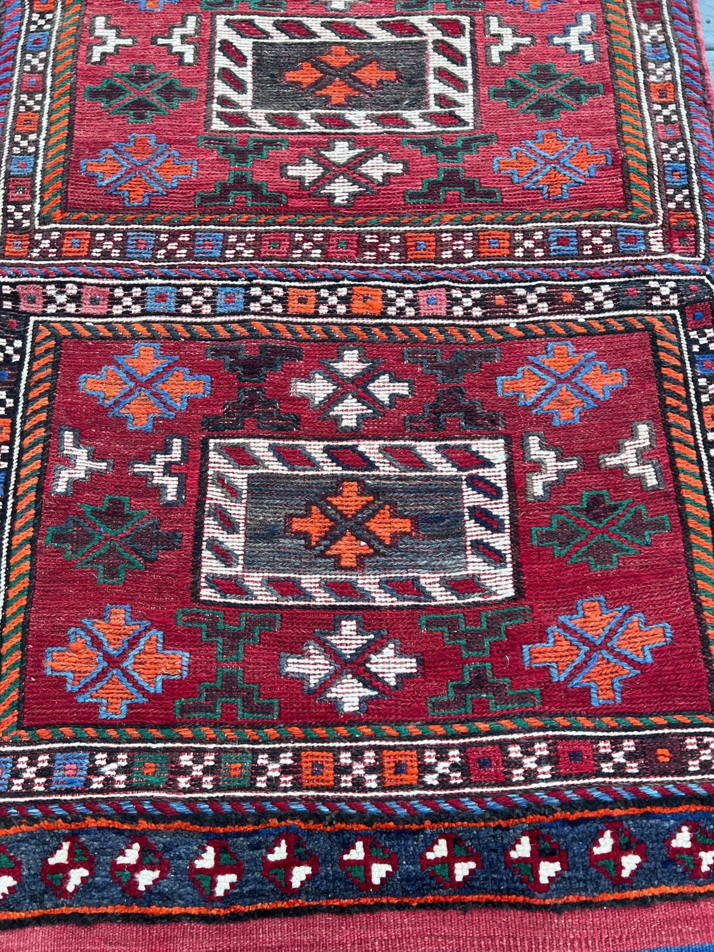 Bakhtiari saddle bag runner rug. Rug store Los Altos, Los Gatos. Vintage rug shop san francisco bay area berkeley.