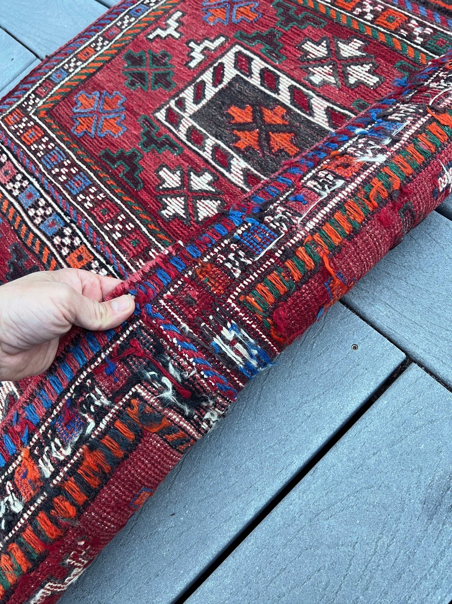 Bakhtiari saddle bag runner rug. Rug store Los Altos, Los Gatos. Vintage rug shop san francisco bay area berkeley.