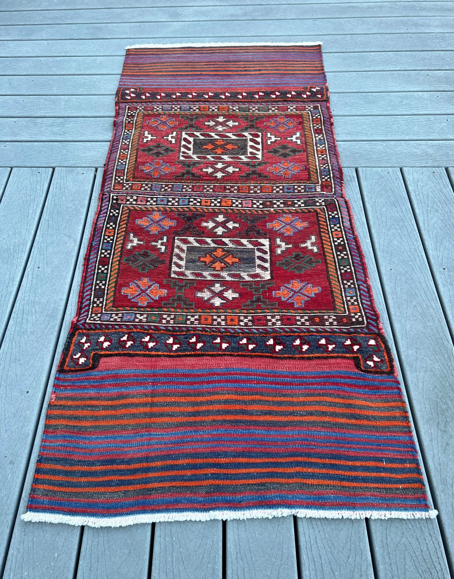 Bakhtiari saddle bag runner rug. Rug store Los Altos, Los Gatos. Vintage rug shop san francisco bay area berkeley.