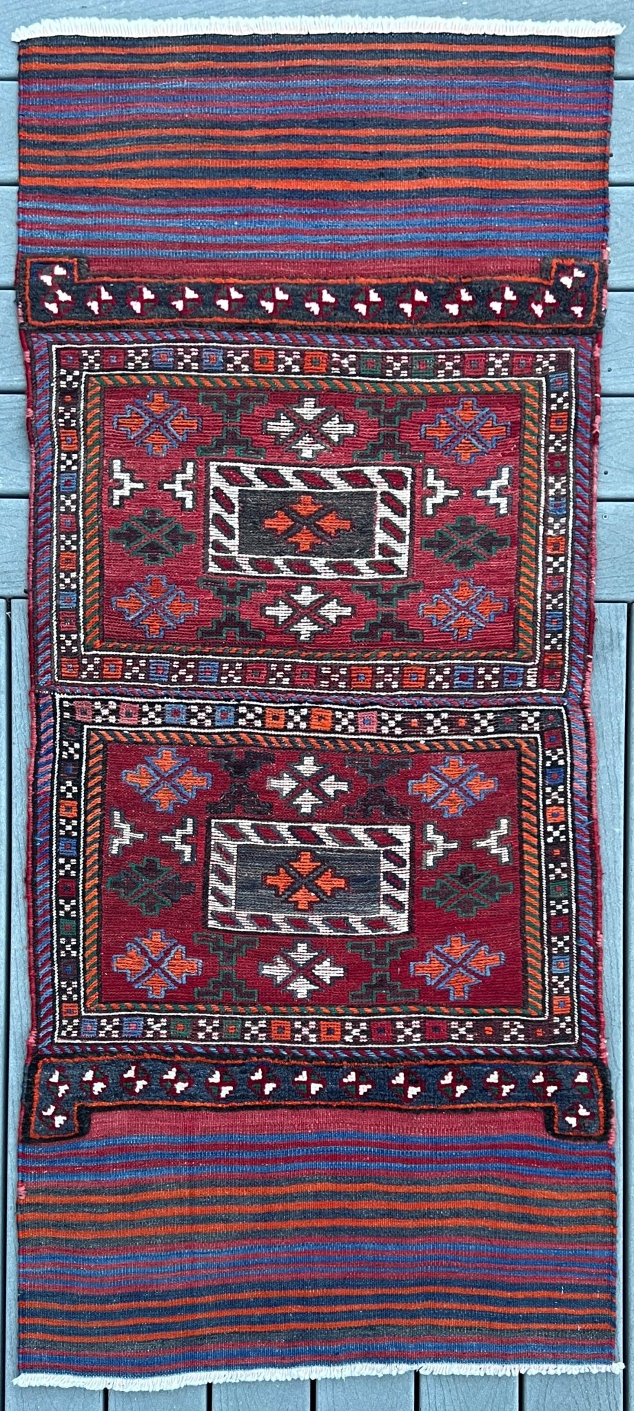 Bakhtiari saddle bag runner rug. Rug store Los Altos, Los Gatos. Vintage rug shop san francisco bay area berkeley.