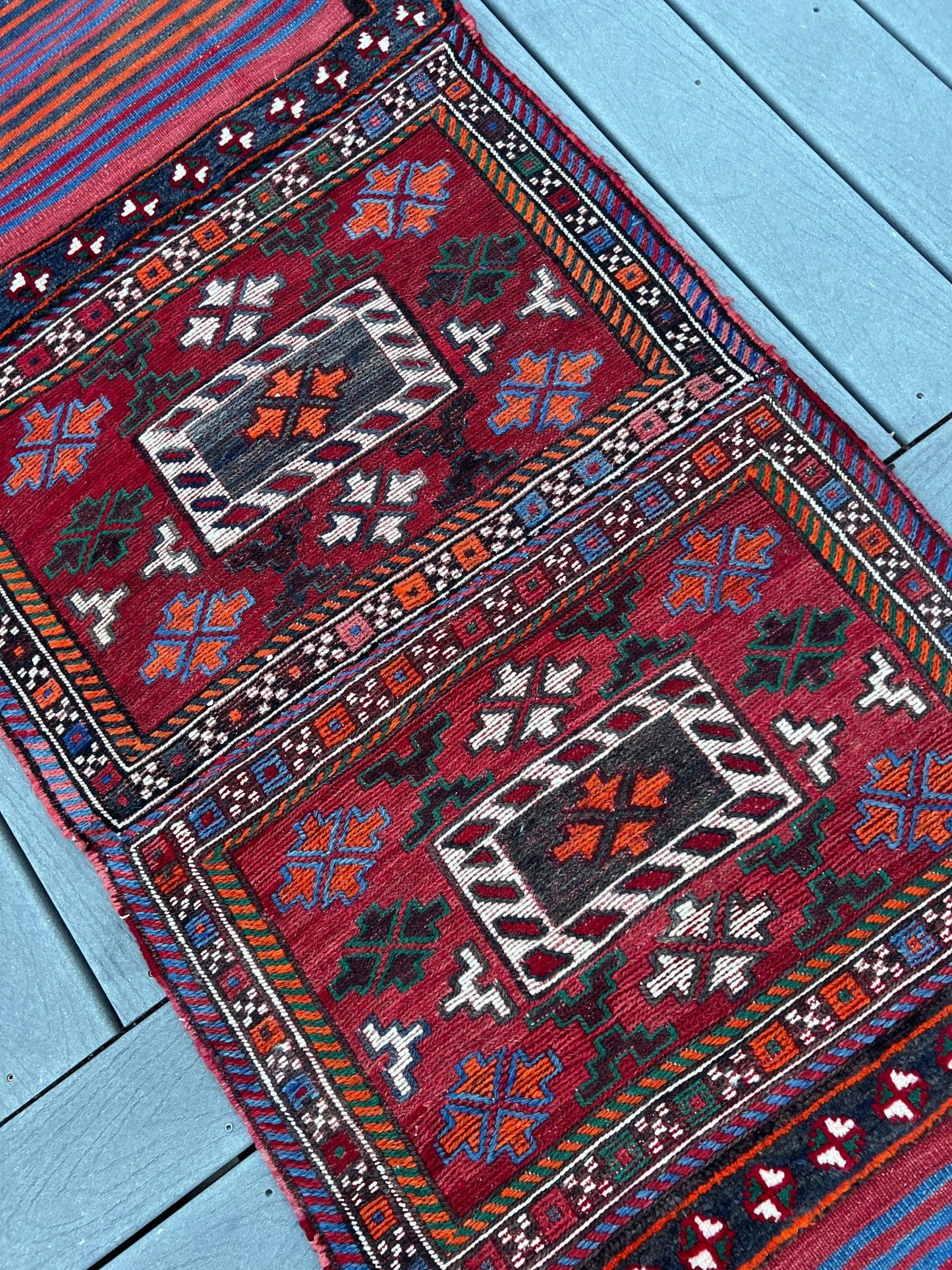 Bakhtiari saddle bag runner rug. Rug store Los Altos, Los Gatos. Vintage rug shop san francisco bay area berkeley.