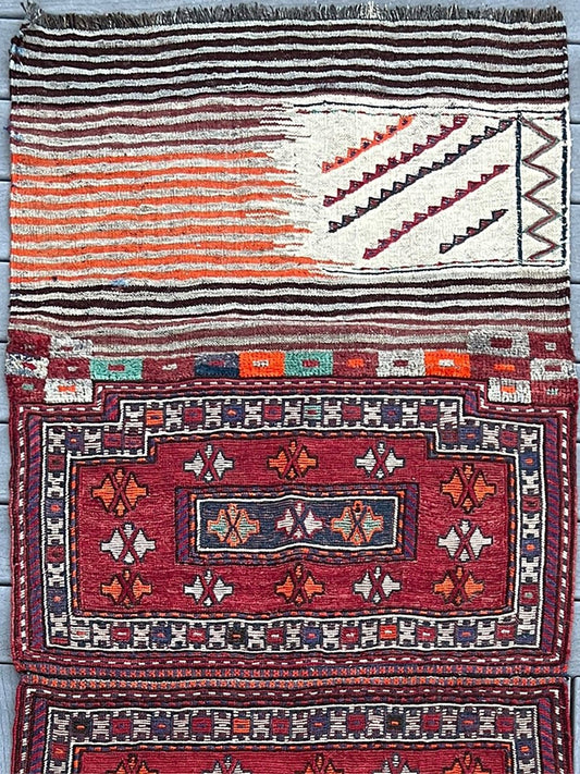 Bakhtiari Saddle Bag • Vintage Oriental Runner Rug (3'2"x7'10")