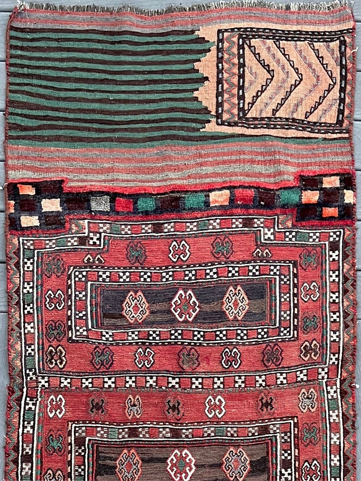 Bakhtiari Saddle Bag • Vintage Oriental Runner Rug (3'2"x7'1")