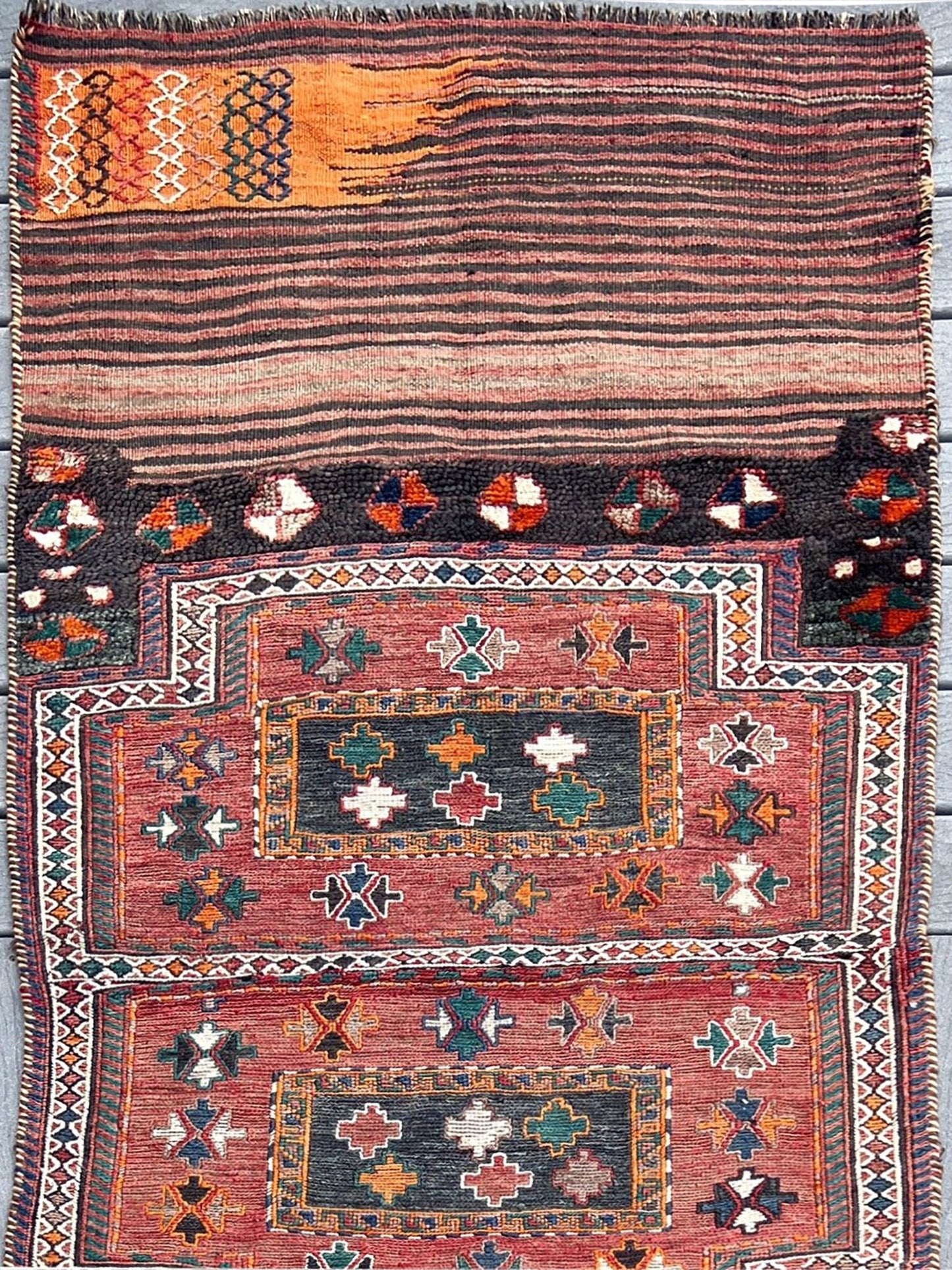 Bakhtiari Saddle Bag • Vintage Oriental Runner Rug (3'1"x7'3")