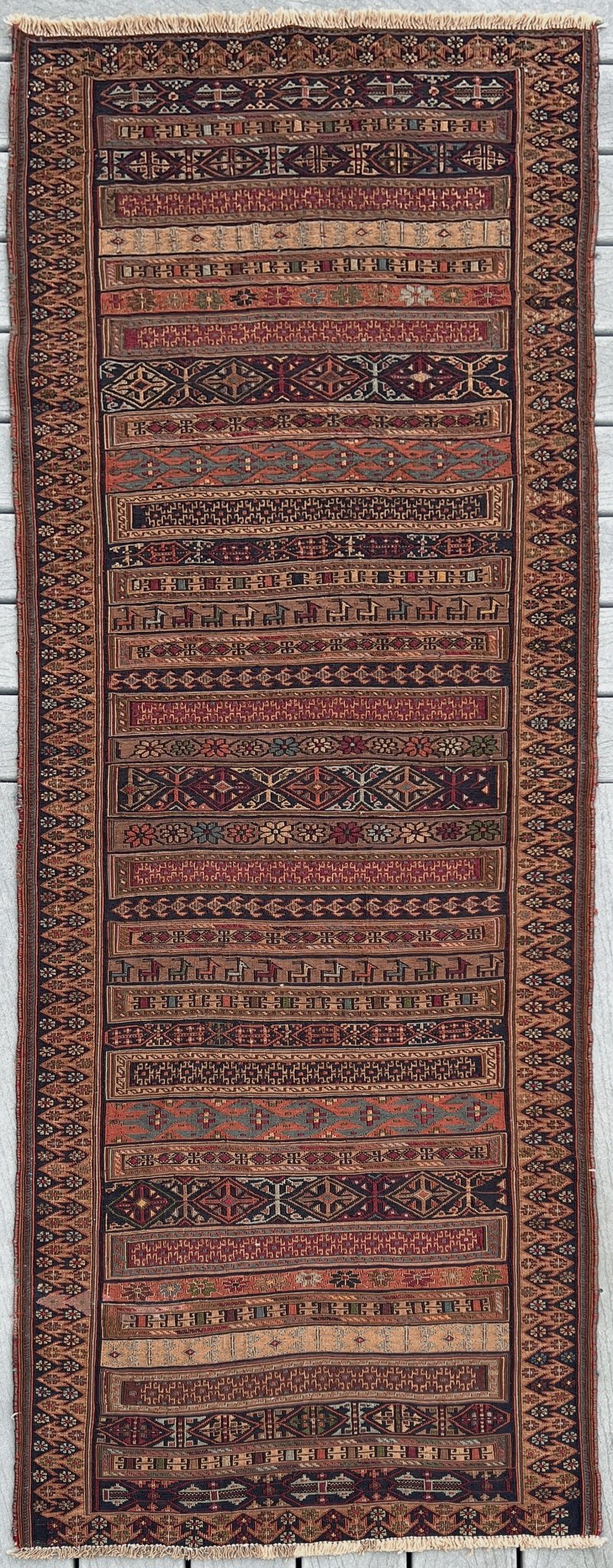 Rahrah Soumak Small Persian Runner Rug. Oriental Rug shop San Francisco Bay Area. Buy handmade rug online free shipping