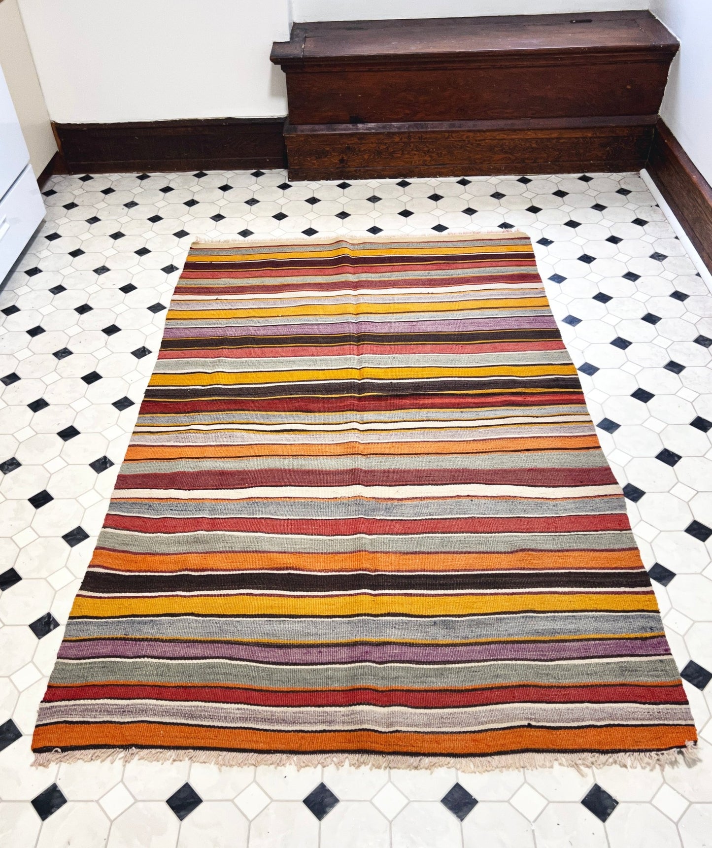 Navajo Striped handmade wool Vintage Turkish Kilim Rug shop Berkeley, San francisco bay area. Oriental Rug store buy online