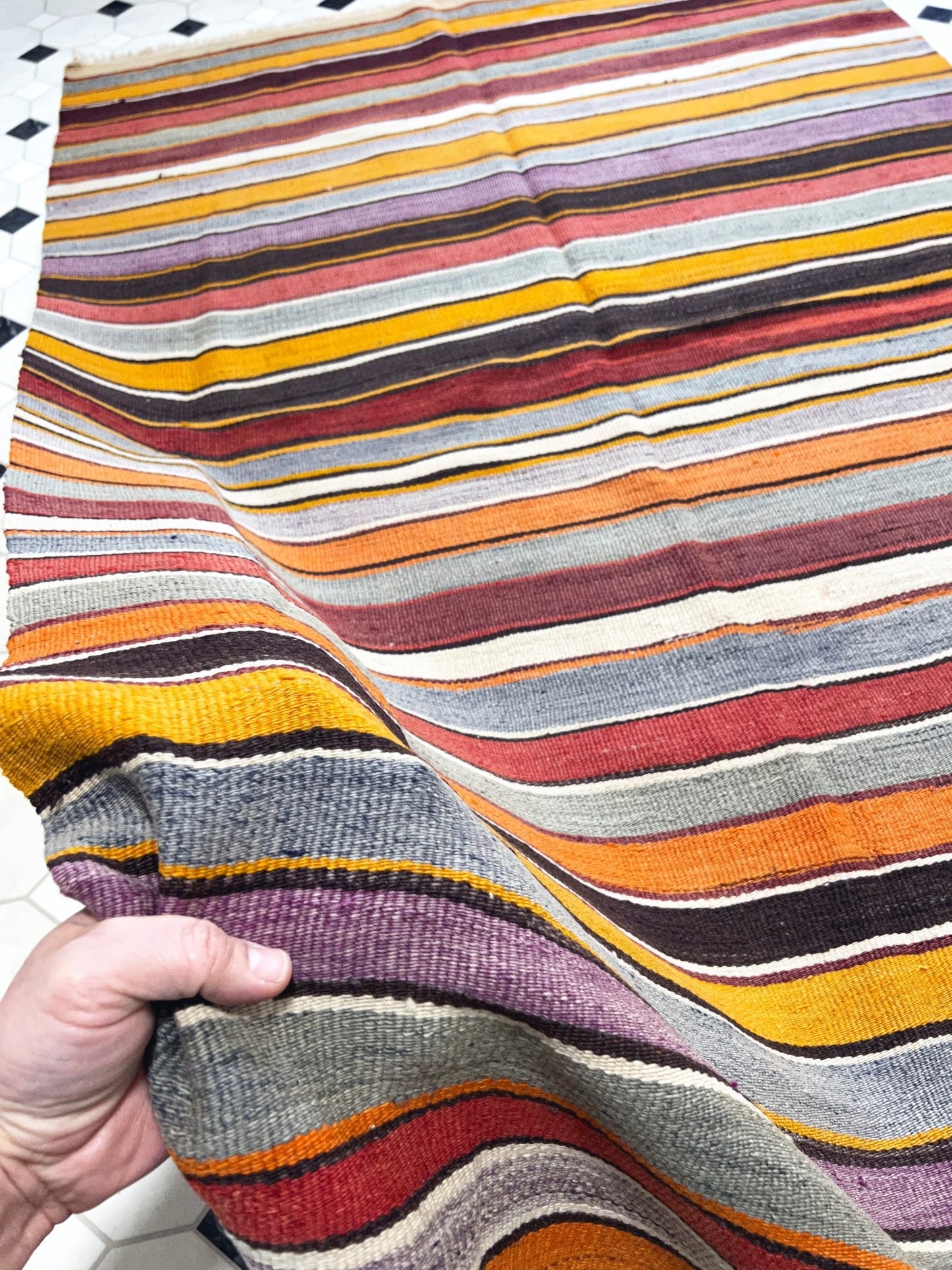 Navajo Striped handmade wool Vintage Turkish Kilim Rug shop Berkeley, San francisco bay area. Oriental Rug store buy online