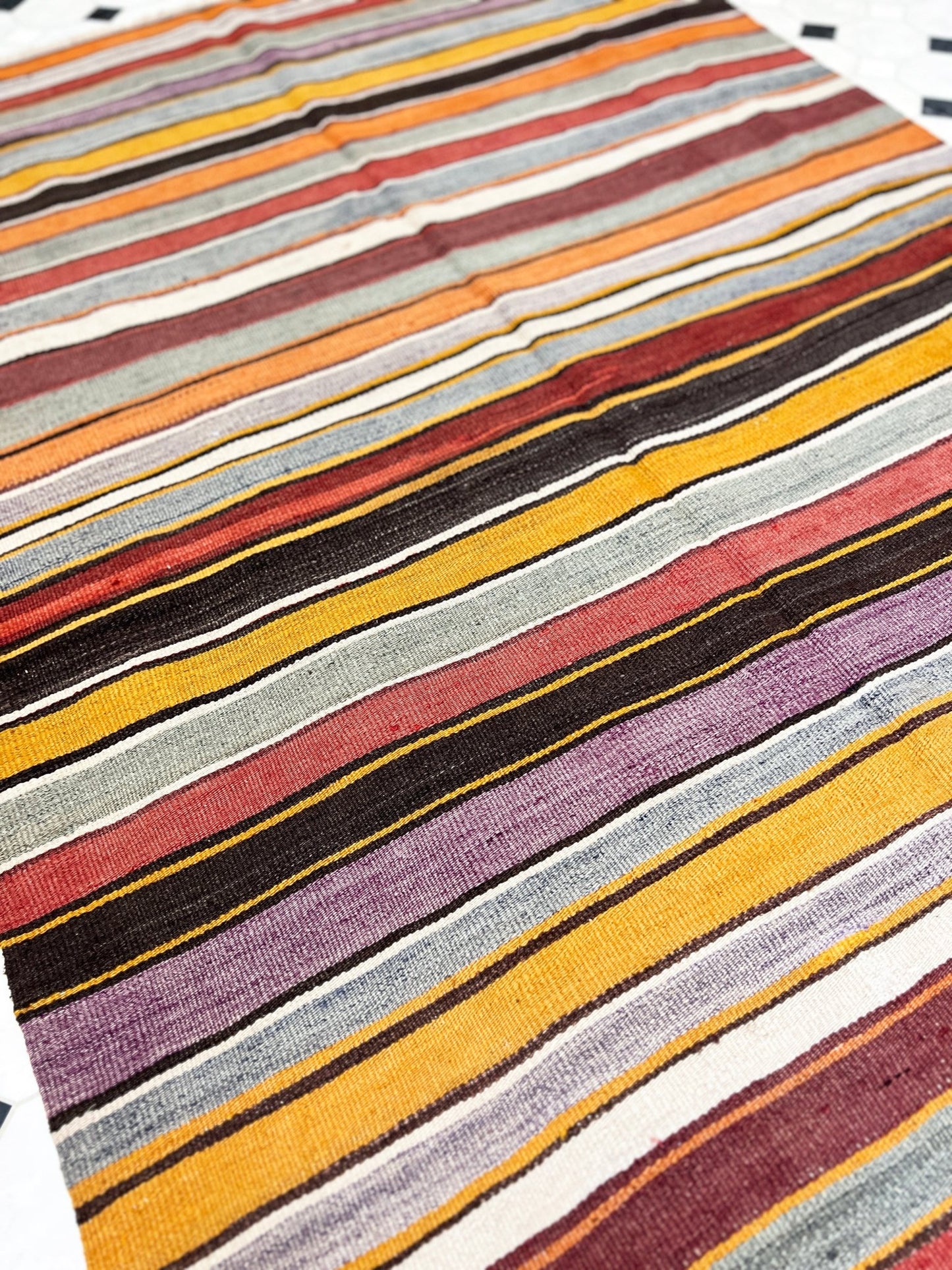 Navajo Striped handmade wool Vintage Turkish Kilim Rug shop Berkeley, San francisco bay area. Oriental Rug store buy online