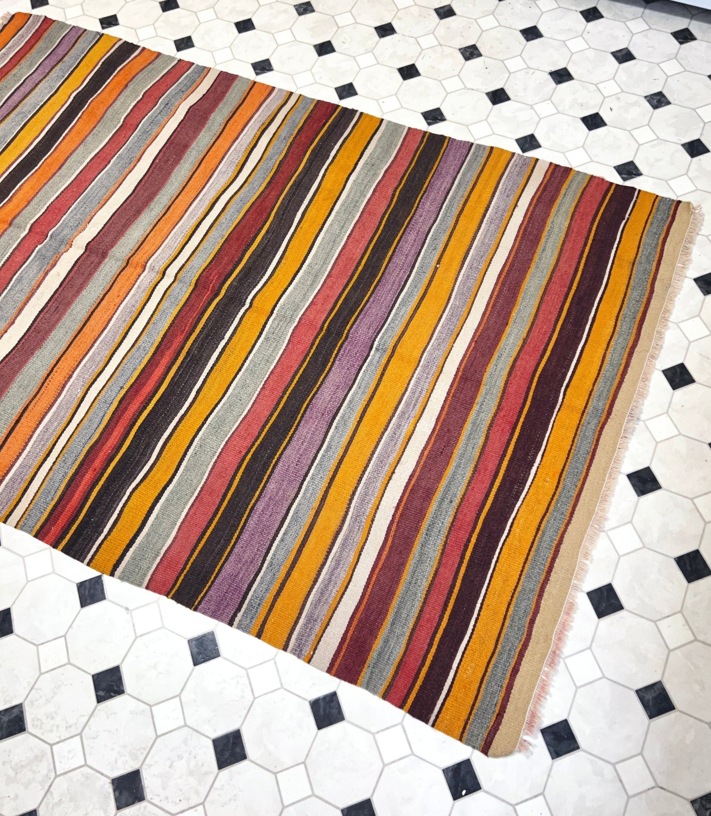 Navajo Striped handmade wool Vintage Turkish Kilim Rug shop Berkeley, San francisco bay area. Oriental Rug store buy online