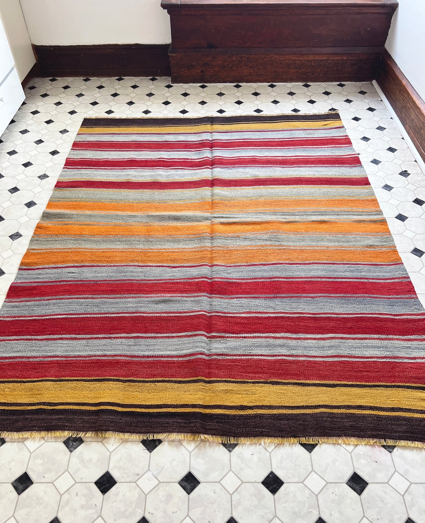 Navajo Striped handmade wool Vintage Turkish Kilim Rug shop Berkeley, San francisco bay area. Oriental Rug store buy online