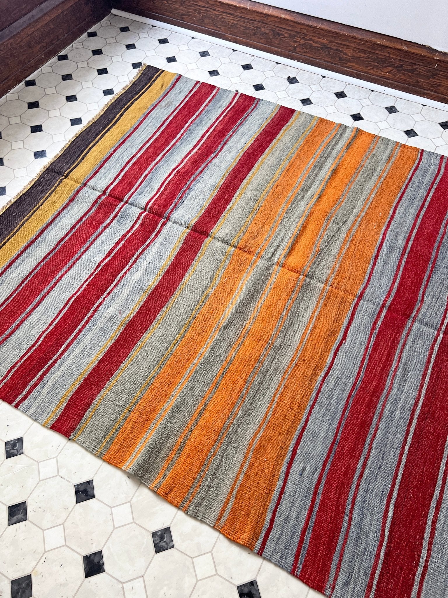 Navajo Striped handmade wool Vintage Turkish Kilim Rug shop Berkeley, San francisco bay area. Oriental Rug store buy online