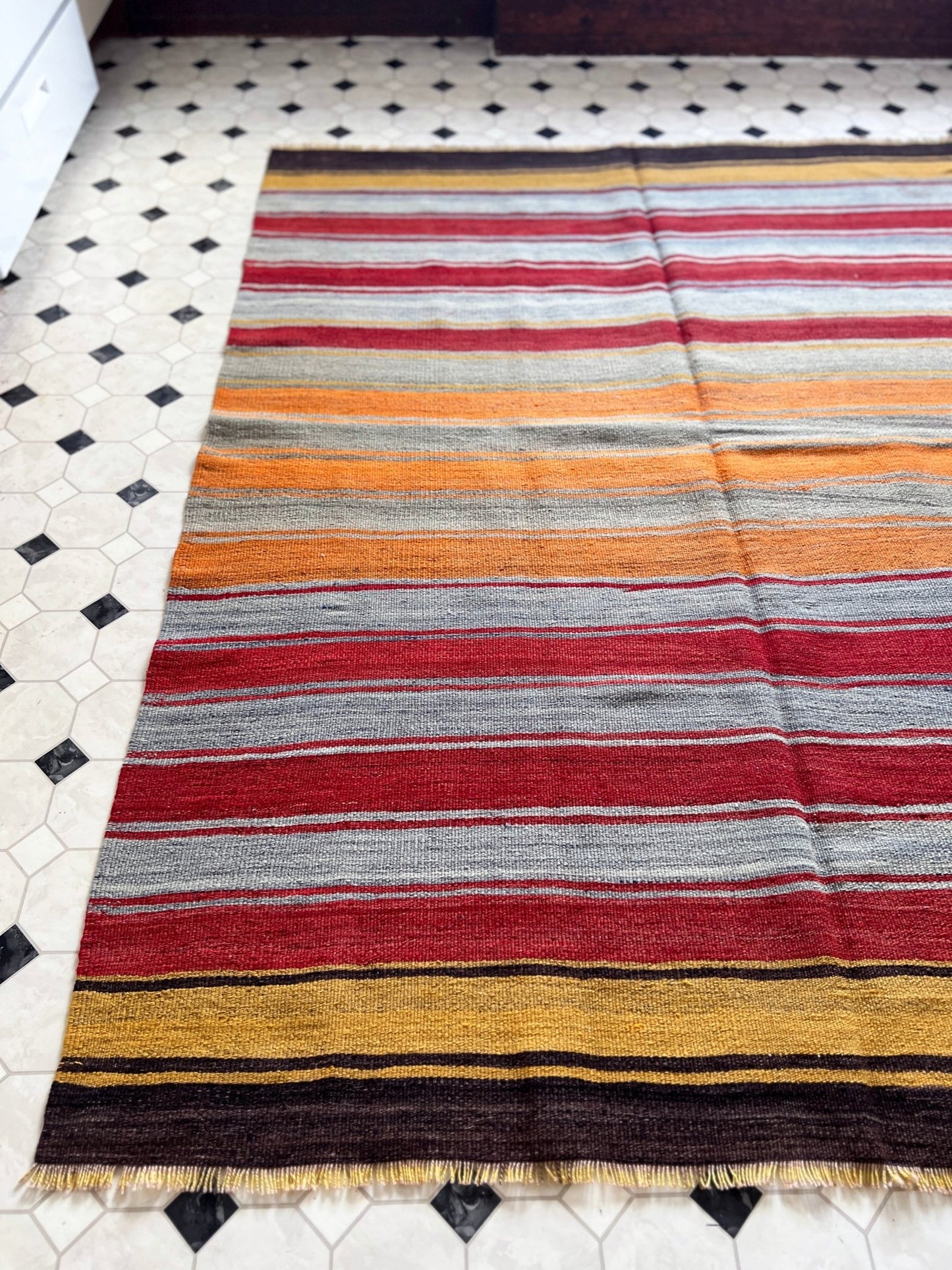 Navajo Striped handmade wool Vintage Turkish Kilim Rug shop Berkeley, San francisco bay area. Oriental Rug store buy online