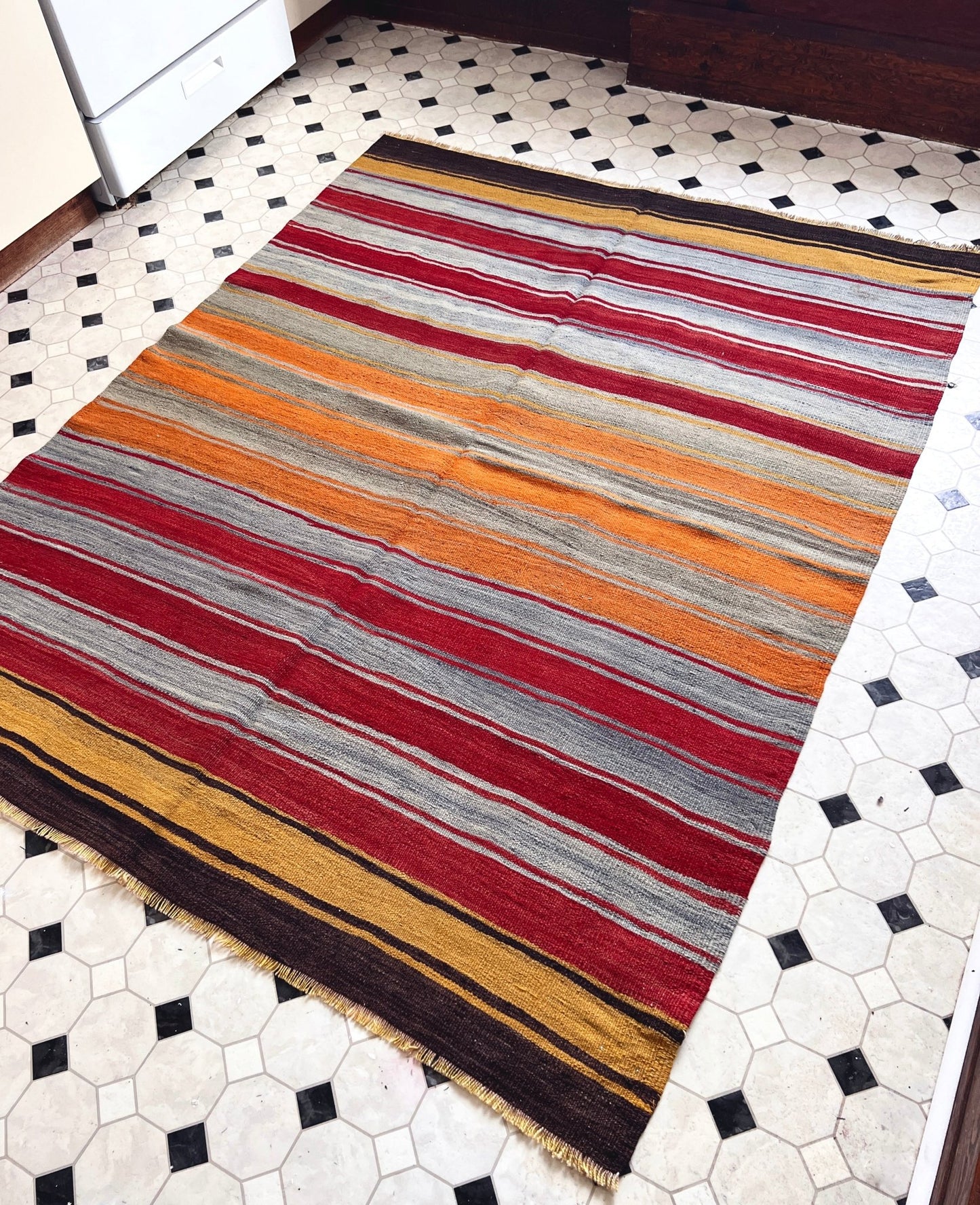 Navajo Striped handmade wool Vintage Turkish Kilim Rug shop Berkeley, San francisco bay area. Oriental Rug store buy online