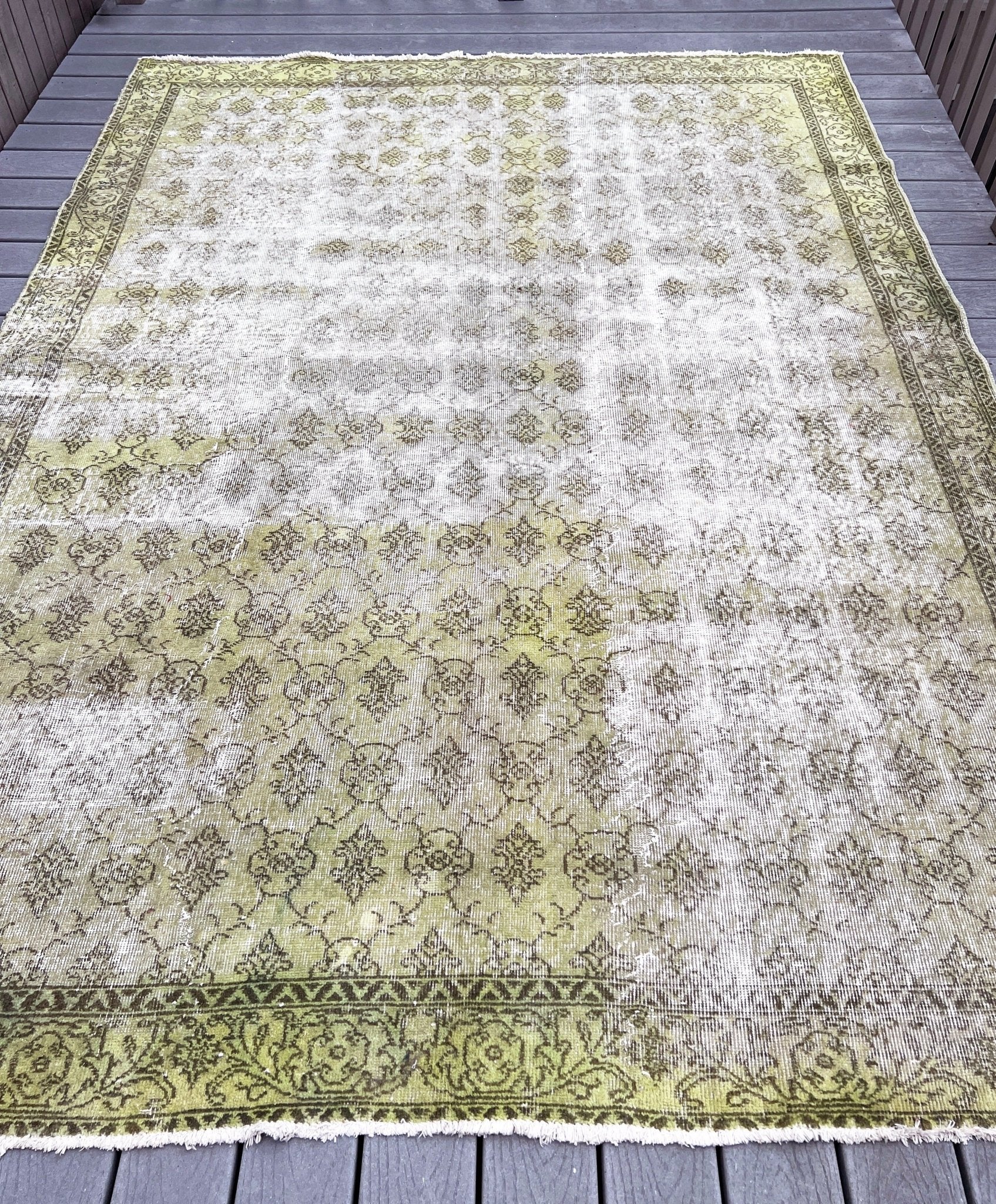 Green Large Distressed Turkish Vintage rug shop san francisco bay area. Oriental rug shop online free shipping