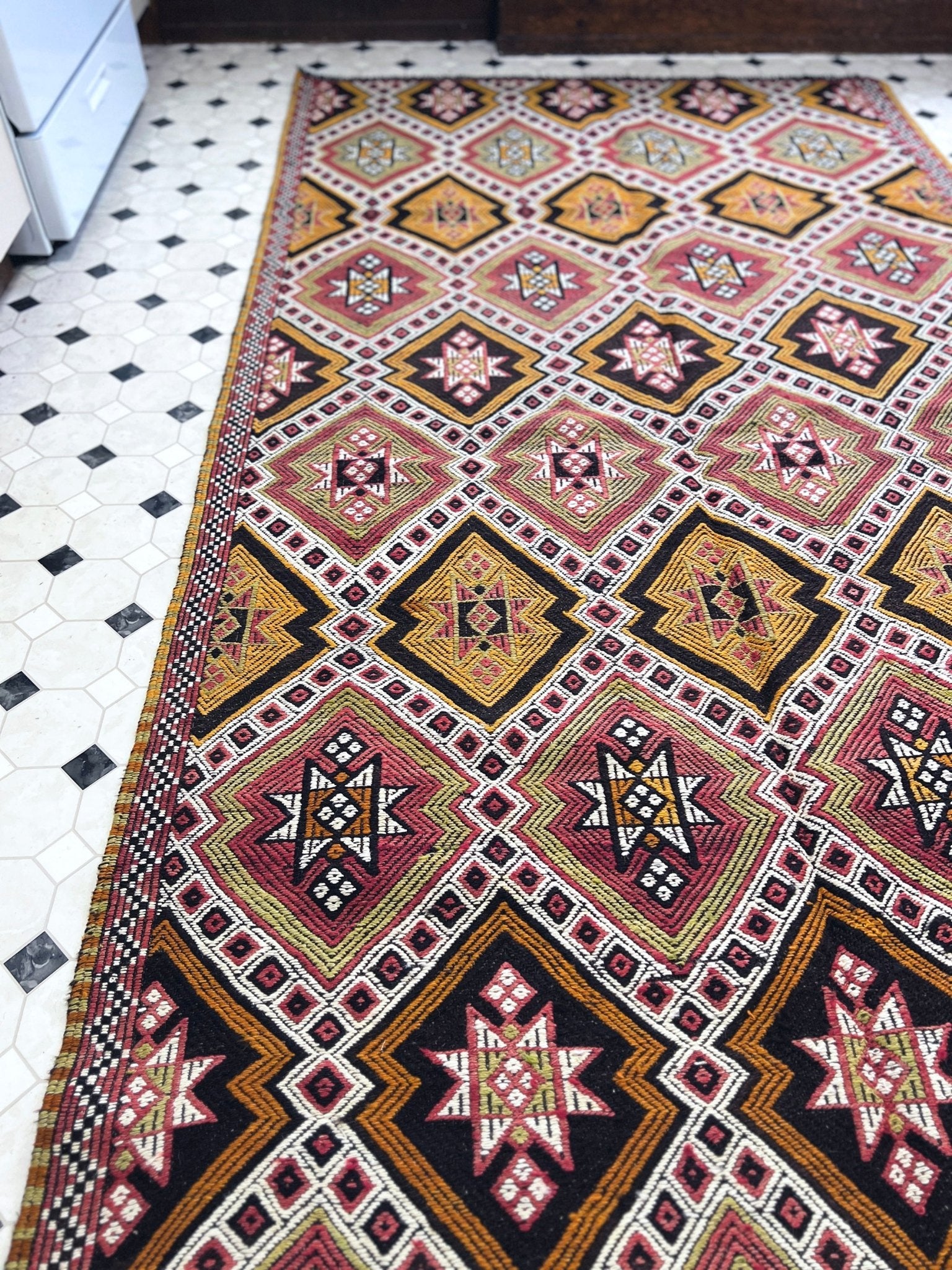 Anamur turkish Zili Wide runner kilim rug store san francisco san mateo palo alto berkeley. Oriental rug shop.