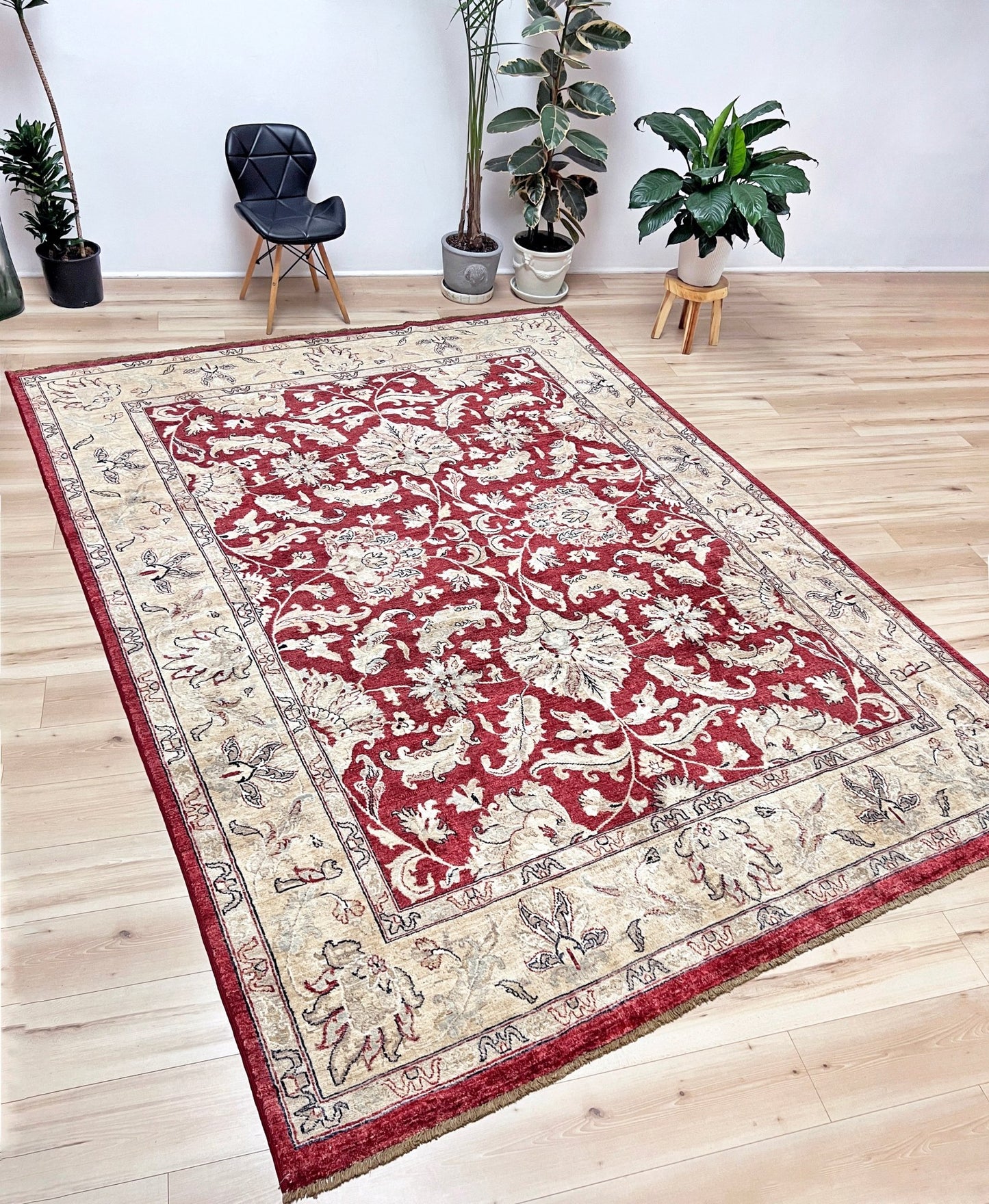 floral Large 8x10 wool handmade rug for living room, bedroom, office, dining. Oriental rug store san francisco bay area