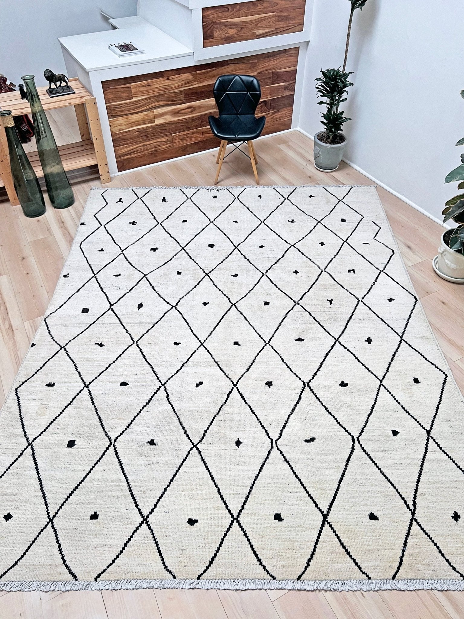 Minimalist Moroccan wool rug. White handmade rug shop san francisco bay area. 