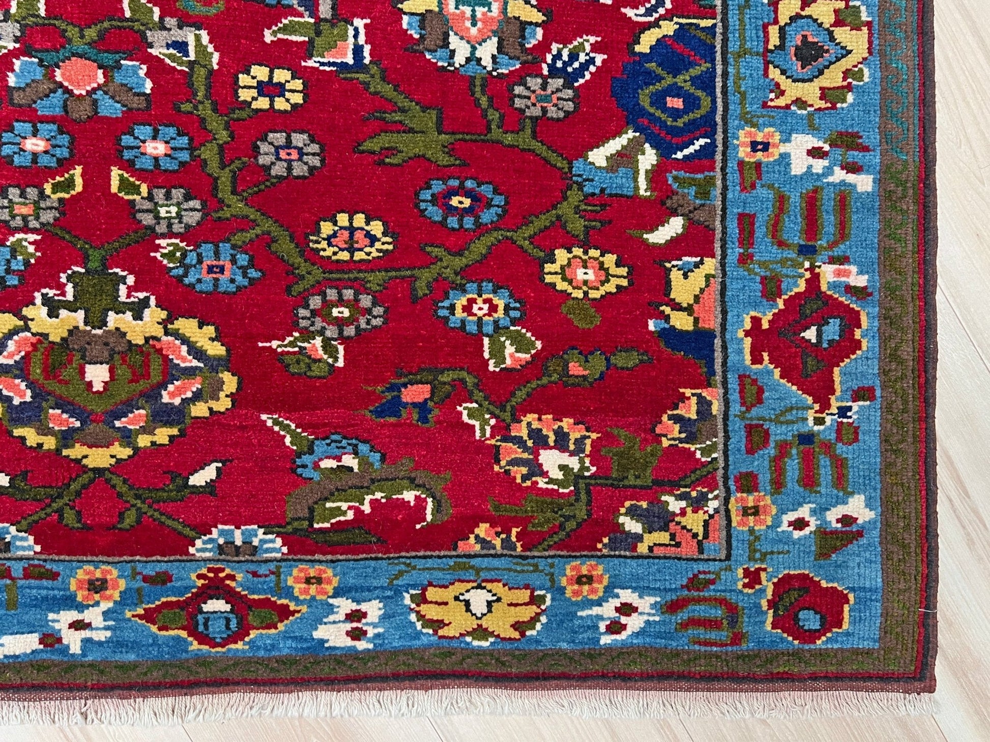 Red blue vintage rug shop san francisco bay area. Turkish rug store. Small Handmade wool rug shop palo alto.