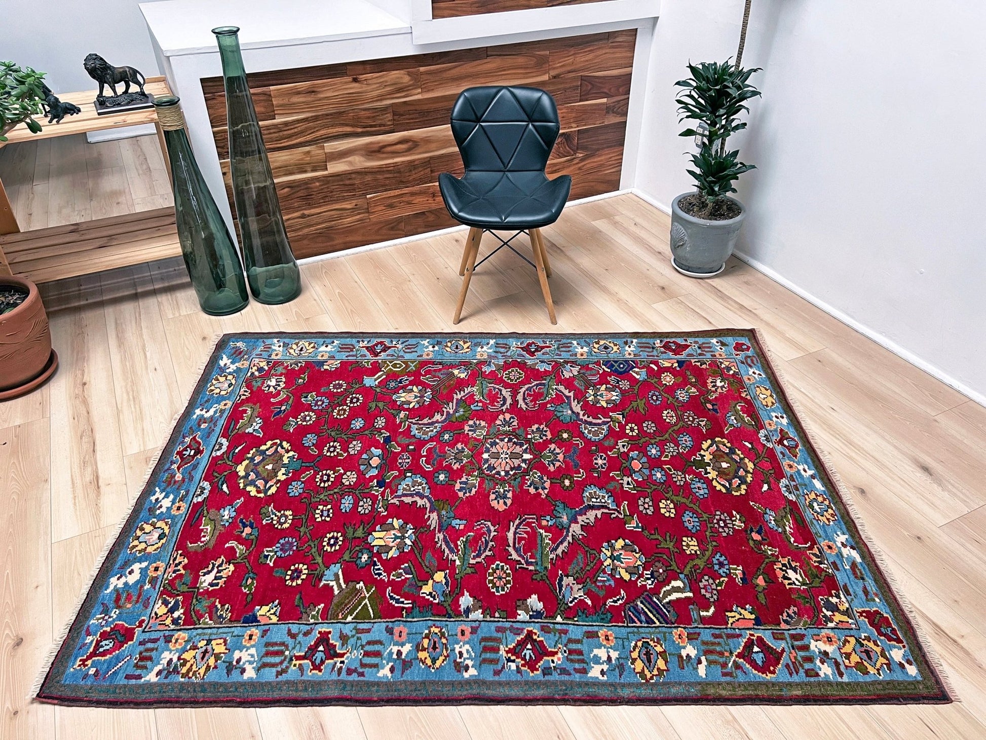 Red blue vintage rug shop san francisco bay area. Turkish rug store. Small Handmade wool rug shop palo alto.