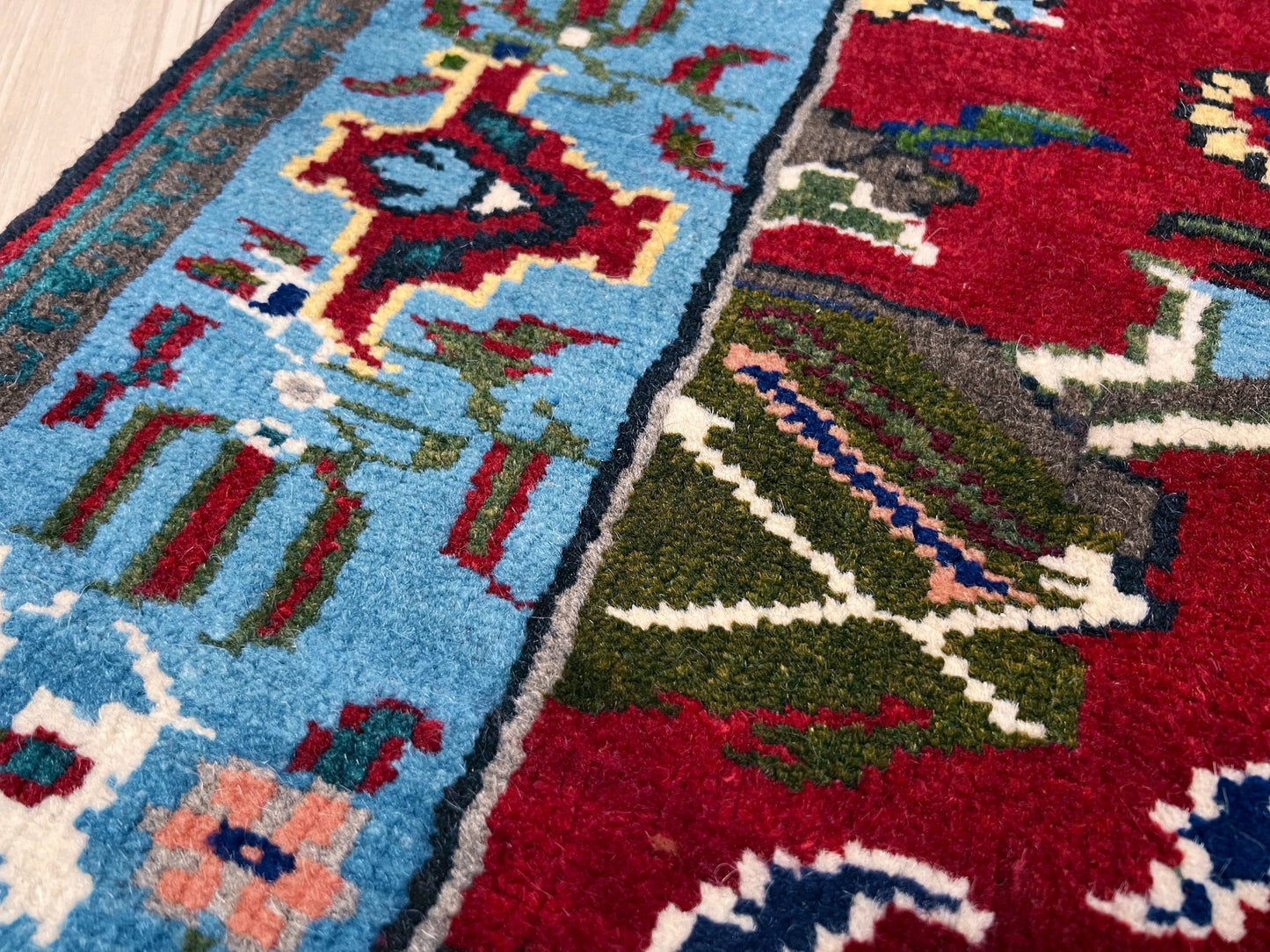 Red blue vintage rug shop san francisco bay area. Turkish rug store. Small Handmade wool rug shop palo alto.