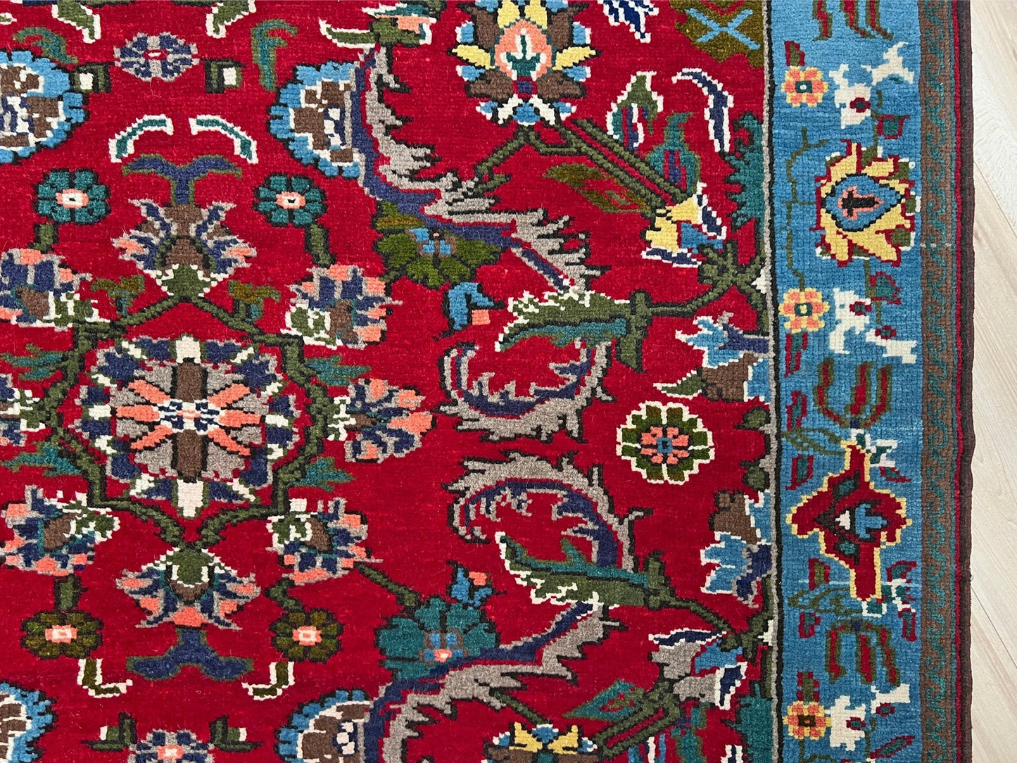 Red blue vintage rug shop san francisco bay area. Turkish rug store. Small Handmade wool rug shop palo alto.