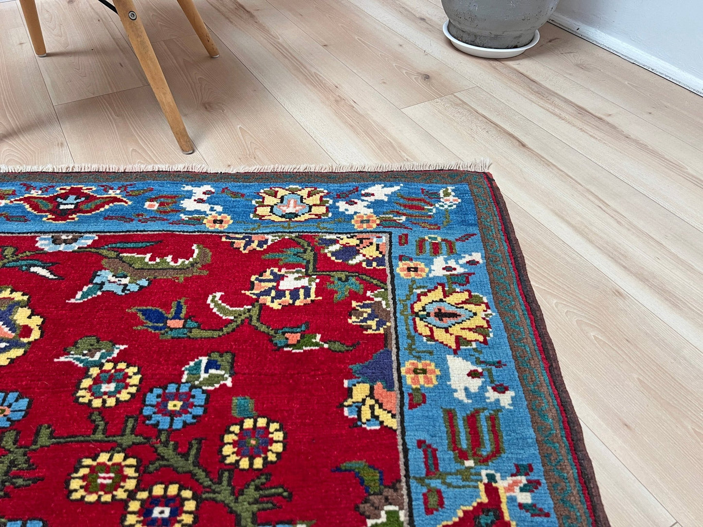 Red blue vintage rug shop san francisco bay area. Turkish rug store. Small Handmade wool rug shop palo alto.