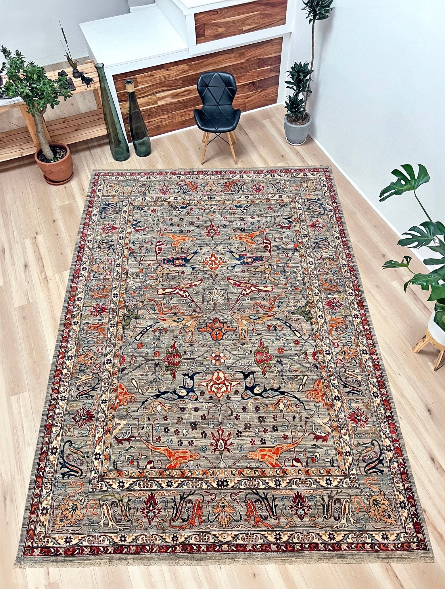 Bidgar Garrus handmade area rug for living room, bedroom, dining. Oriental rug shop san francisco bay area. Wool floral rug shopping online.