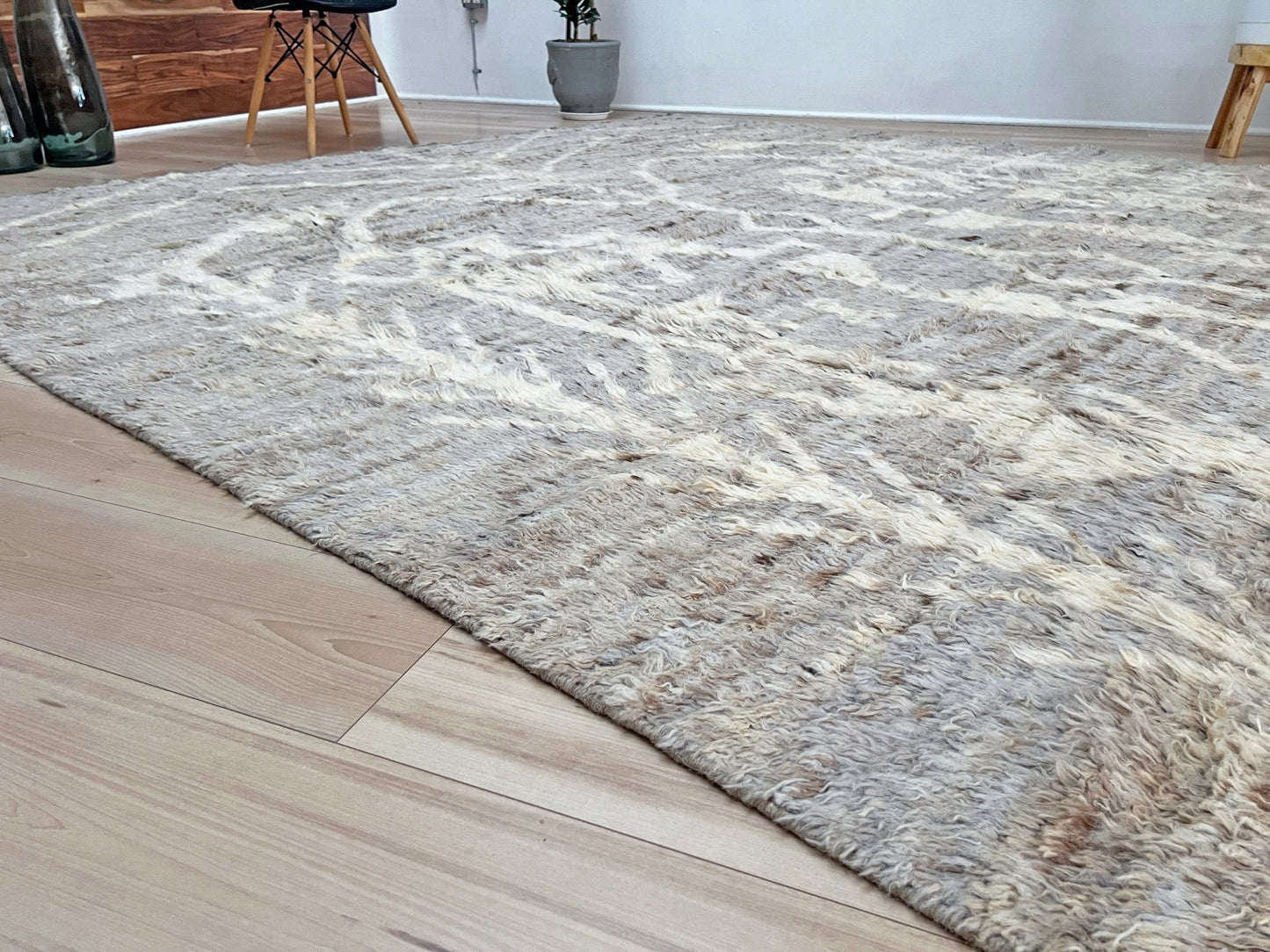 moroccan shag wool minimalist rug shop san francisco bay area. Minimalist handmade area rug. Buy rug online. 