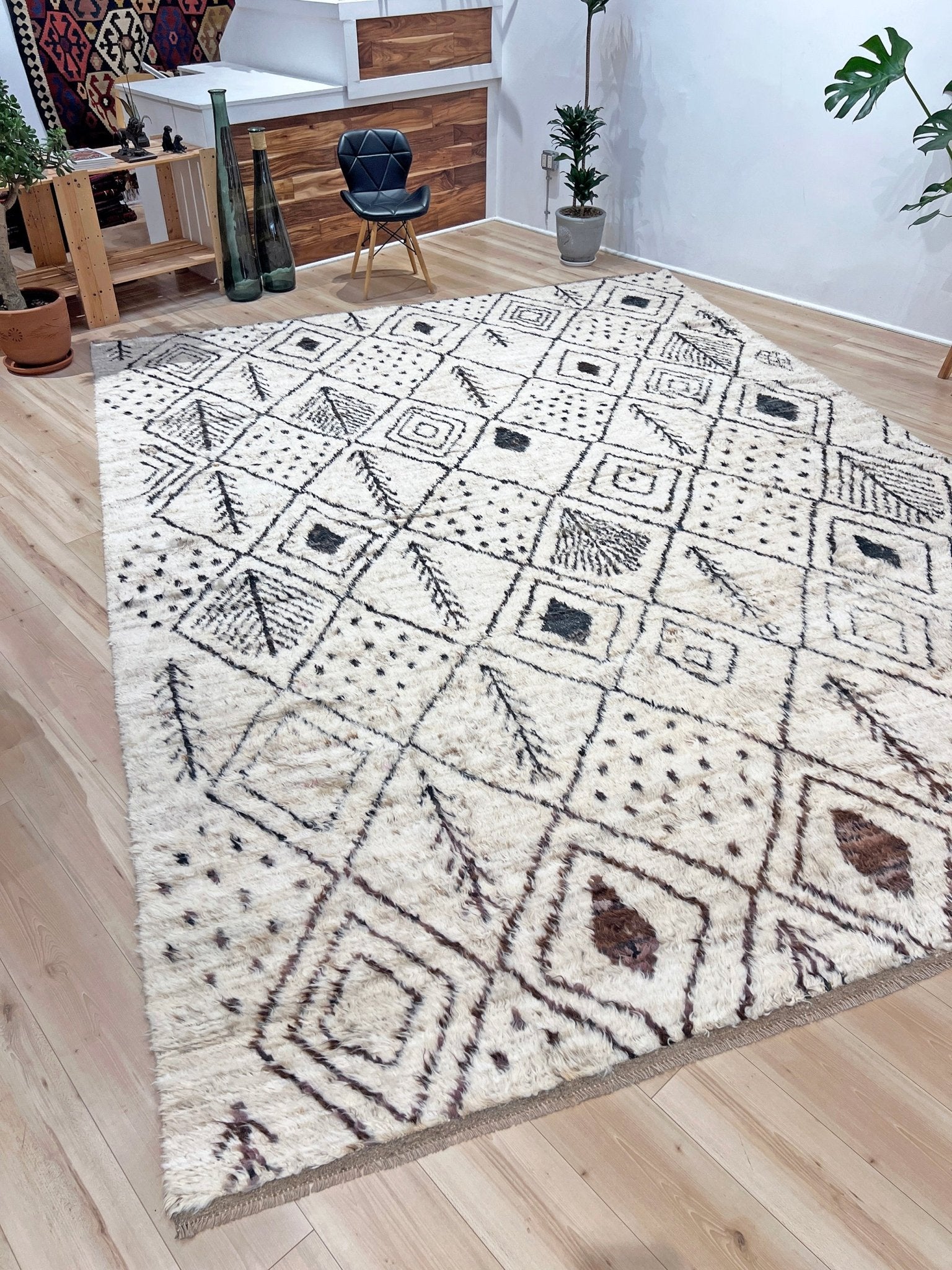 Moroccan Shag minimalist rug wool handmade 10x14 large area rug. Rug shop San Francisco Bay Area. Buy rug online.