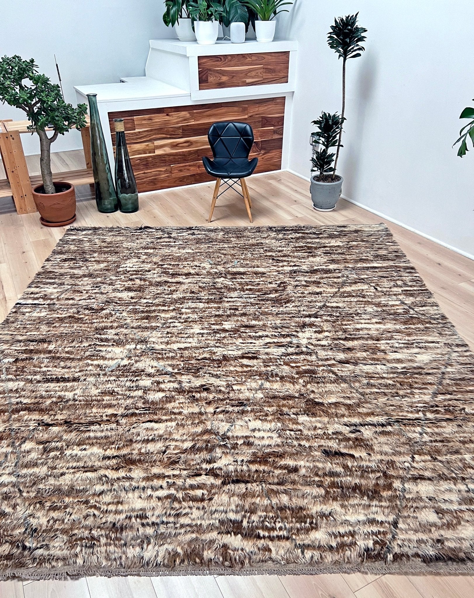 8x10 Large Shag wool rug. Handmade rug shop San francisco bay area.