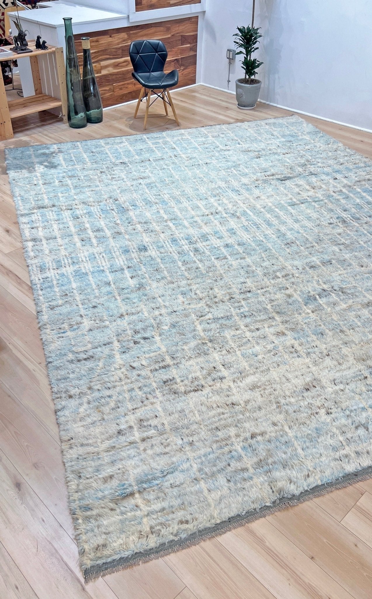 Moroccan Shag minimalist rug wool handmade 10x14 large area rug. Rug shop San Francisco Bay Area. Buy rug online.