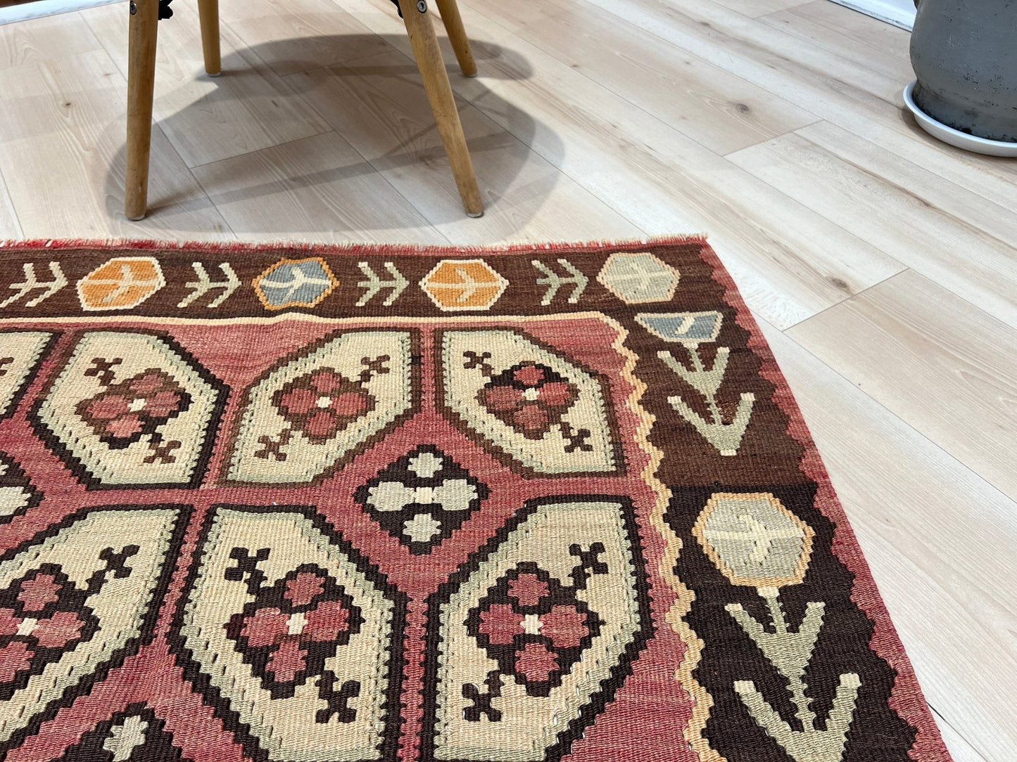 Handmade neutral color kilim rug shop san francisco bay area. Small wool flatweave carpet buy online.