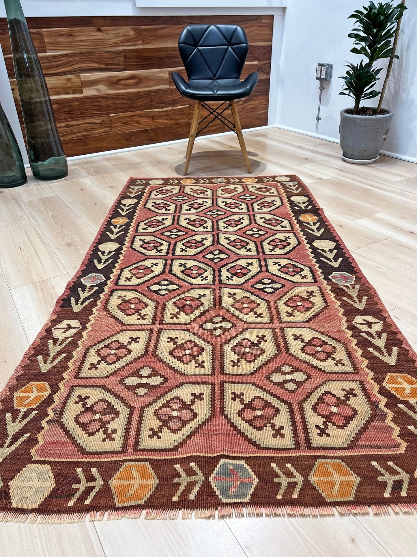 Handmade neutral color kilim rug shop san francisco bay area. Small wool flatweave carpet buy online.